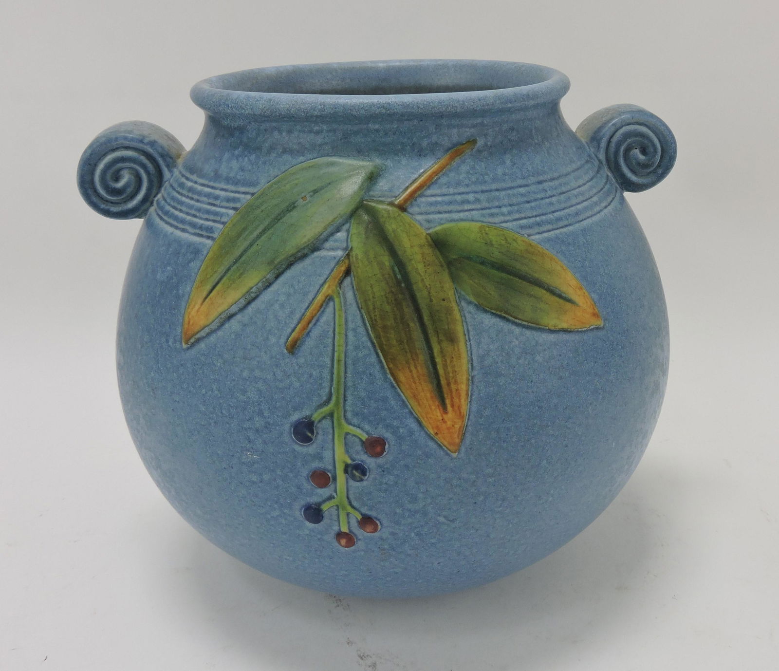 Weller blue Cornish vase, 7", 1933 (1 of 2)