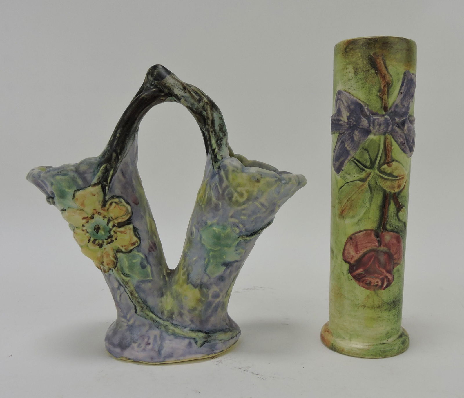 Weller Silvertone double bud vase, (1 of 1)