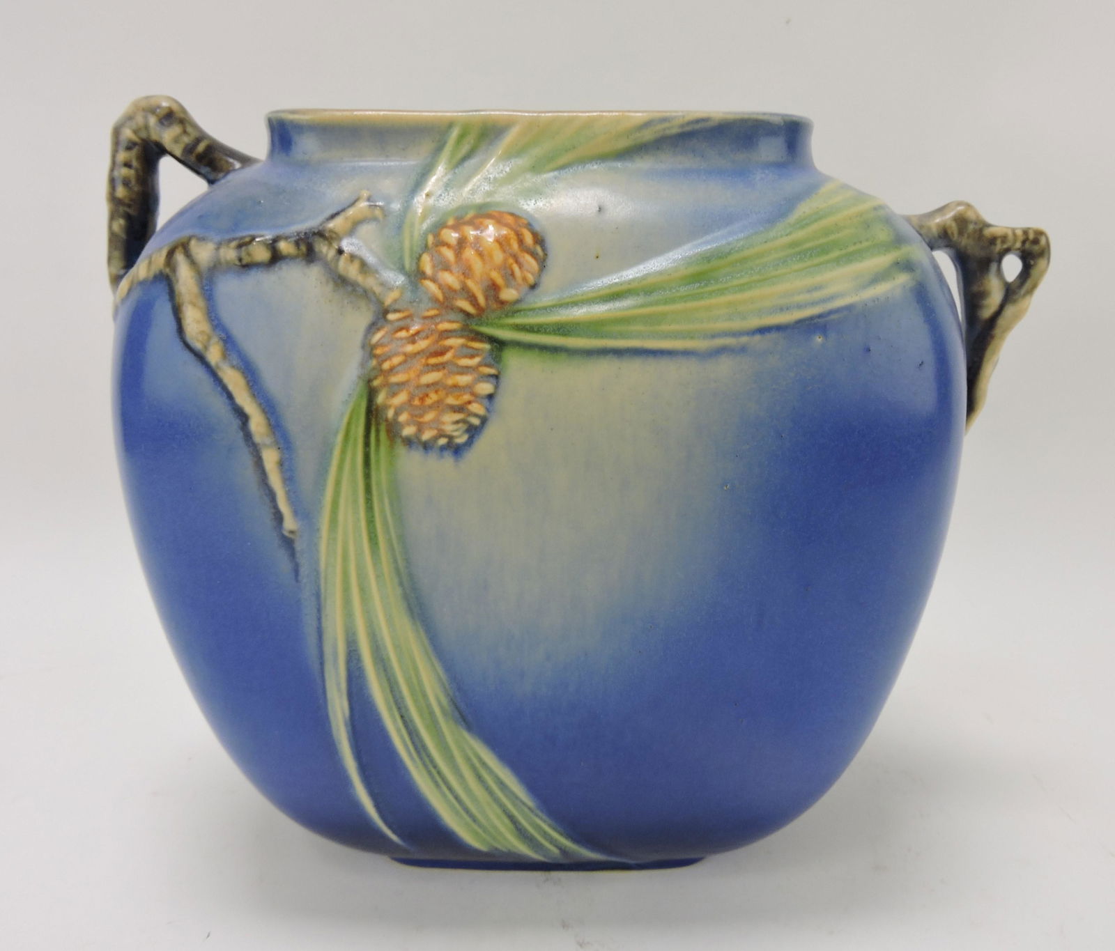 Roseville Blue Pinecone Pillow Vase, Auction