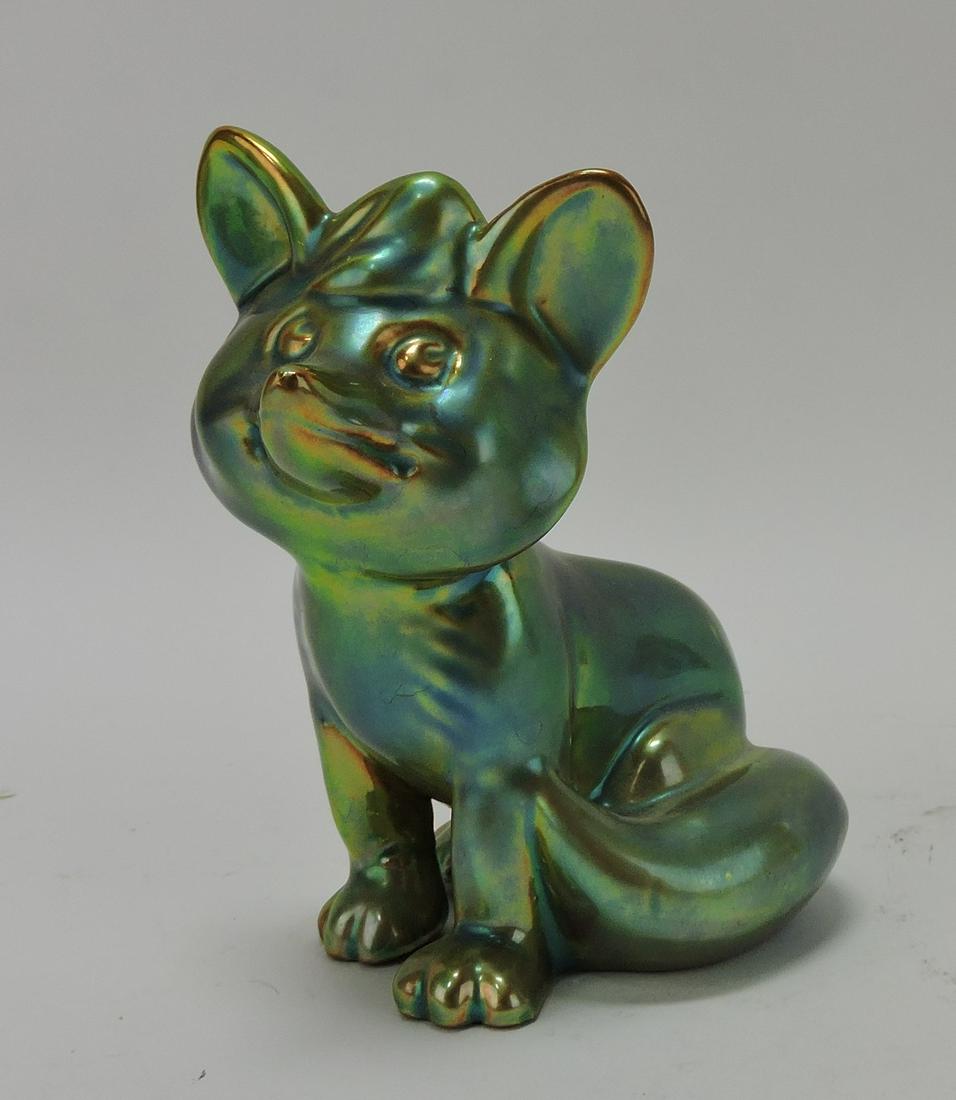 Zsolnay fox figure, 4 1/4": .