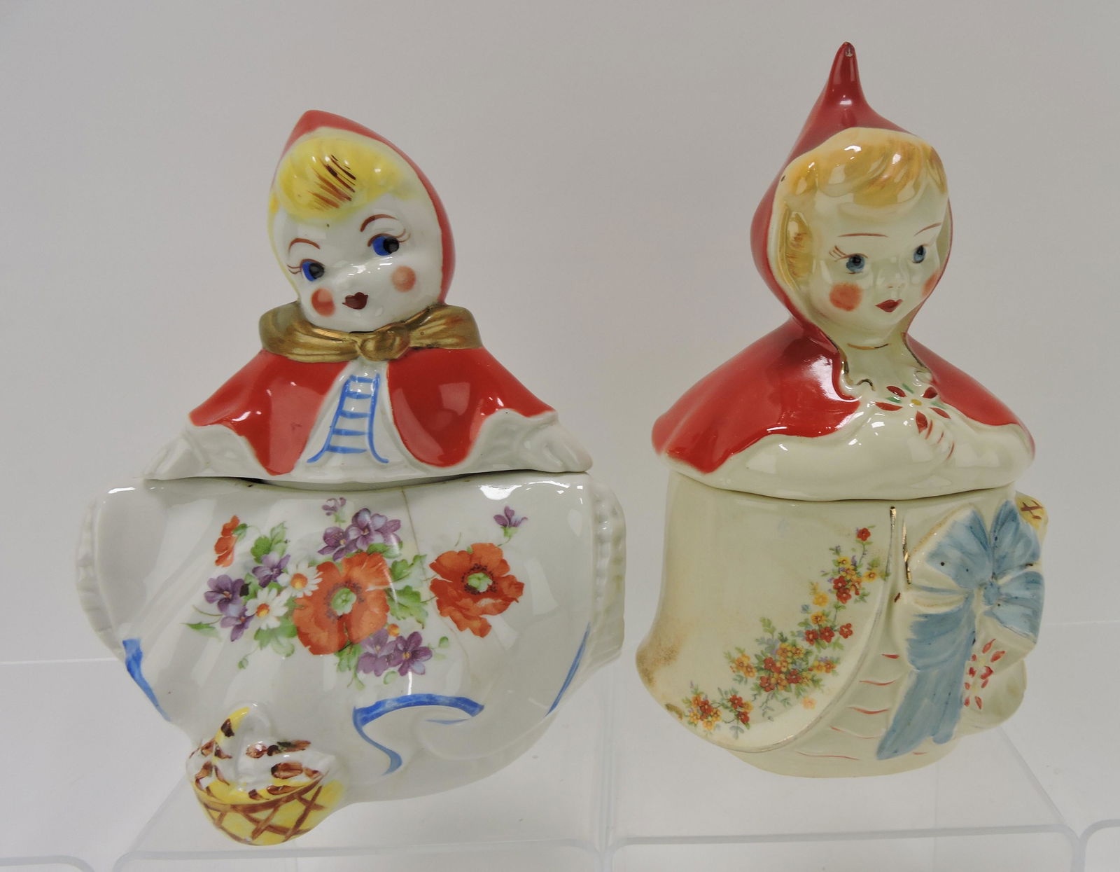 Hull Little Red Riding Hood lot of 2: biscuit jars, various condition