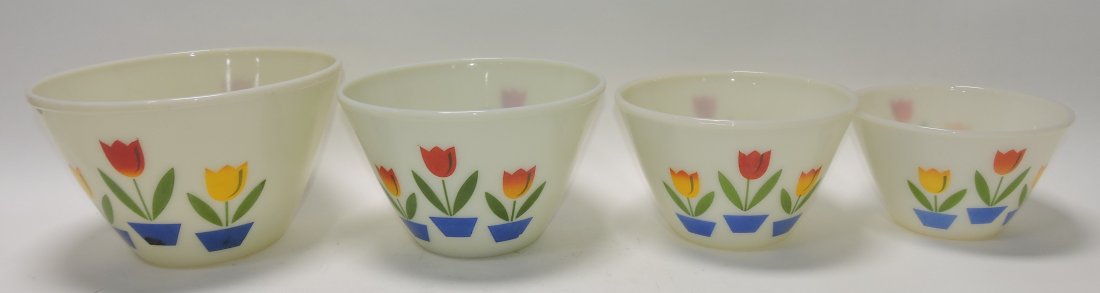 Set of 4 Fire King nested tulip bowls (1 of 1)