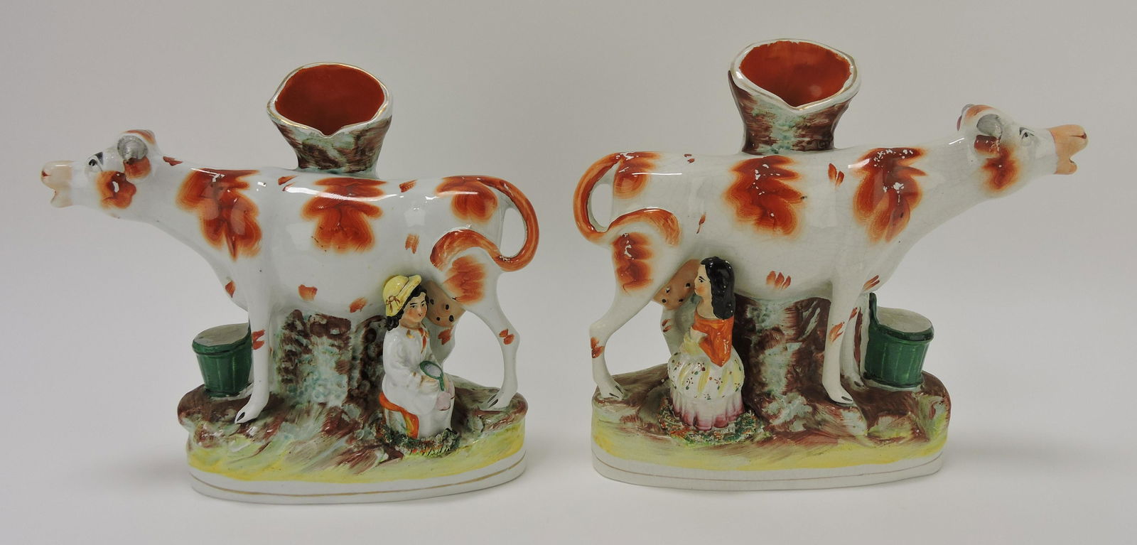 Staffordshire pair of cows with milkmaids (1 of 2)