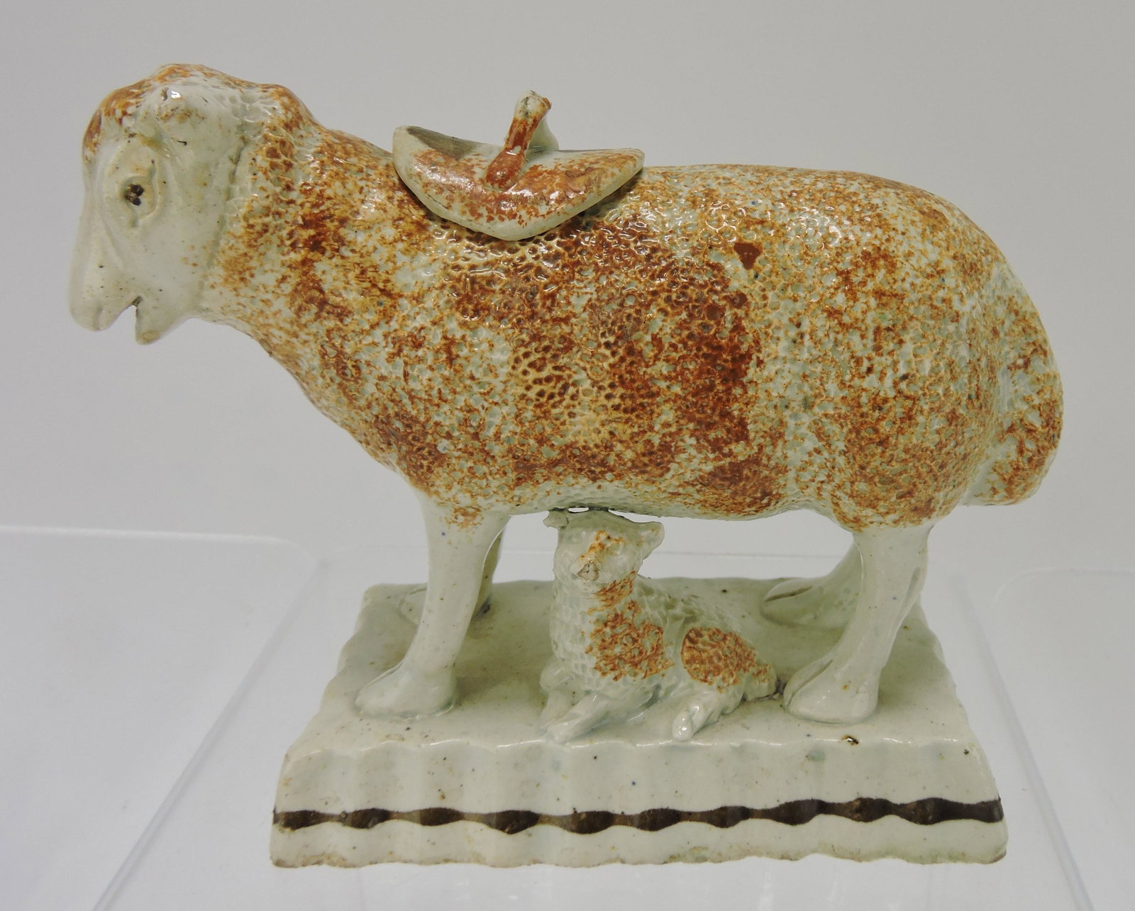 Staffordshire Pearlware sheep with: lamb figural creamer, 4"