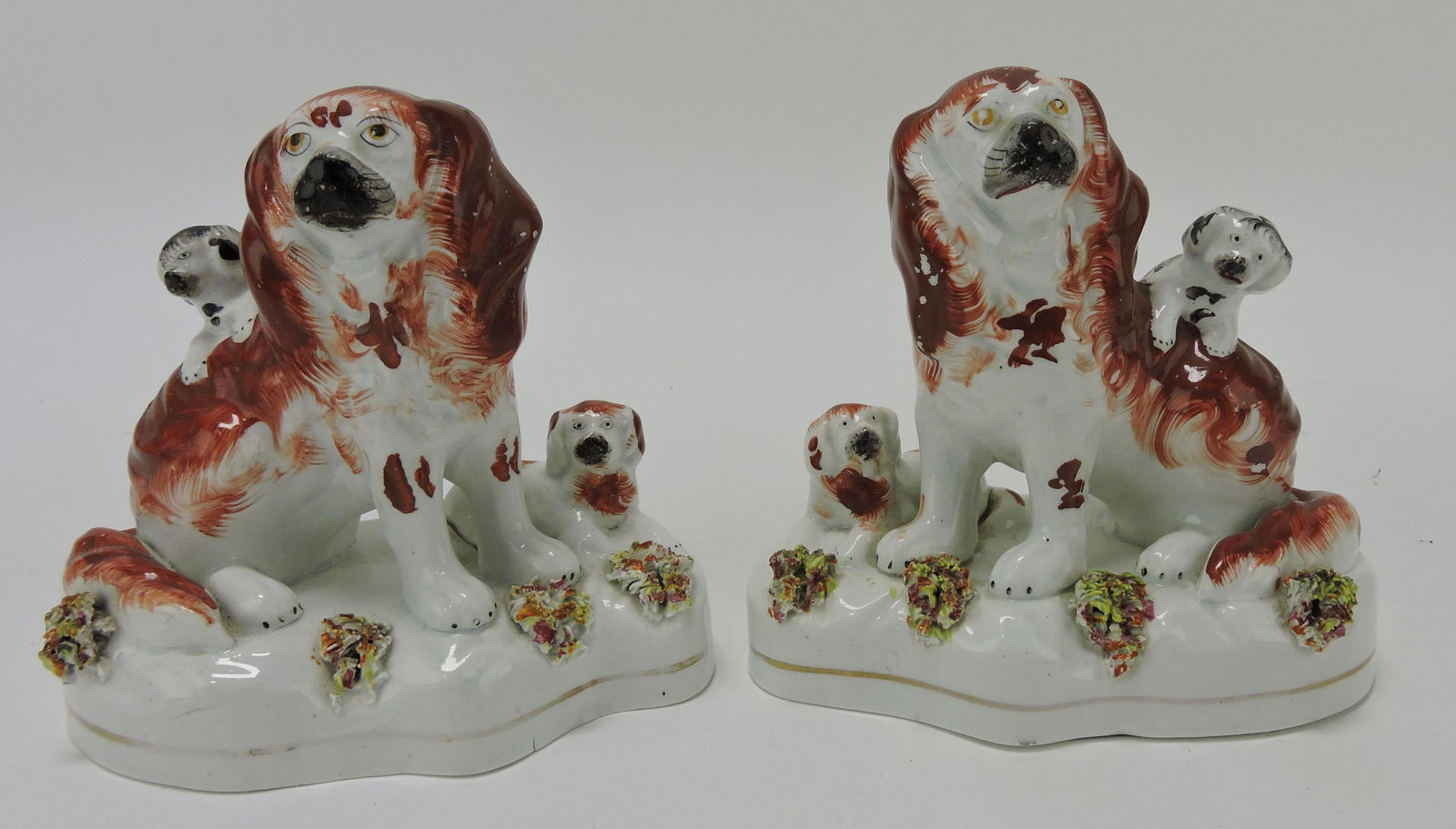 Staffordshire pair of spaniels with pups (1 of 2)