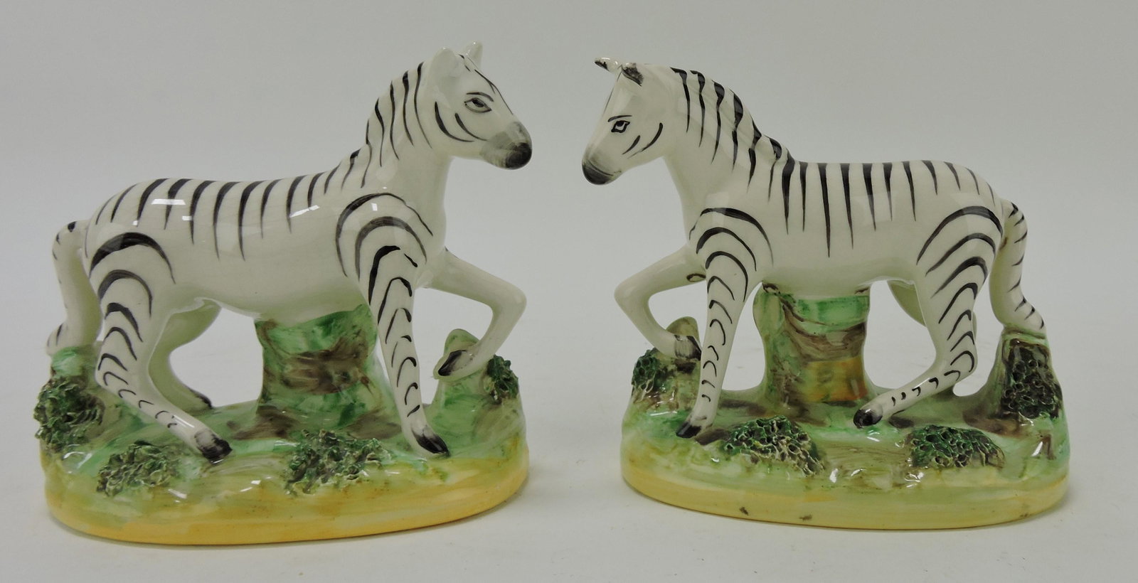 Staffordshire pair of zebras, 4 1/4": .