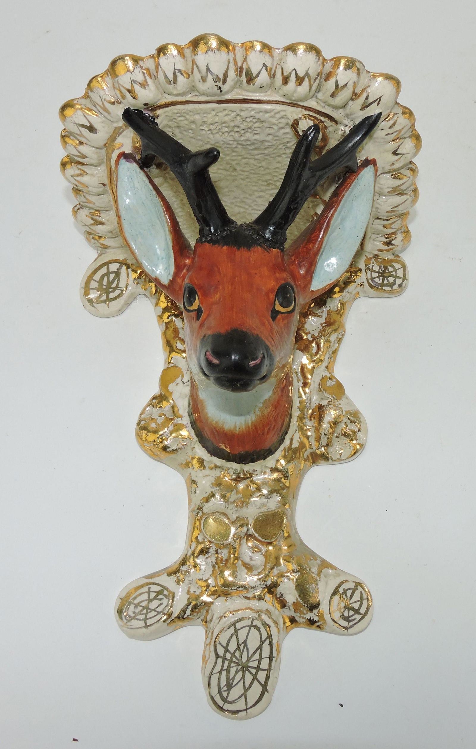 Staffordshire stag wall bracket shelf, (1 of 2)