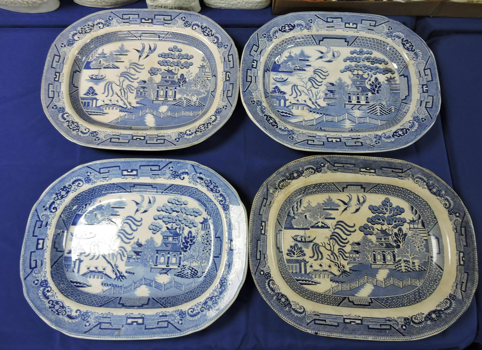 English Blue Willow lot of 4 - 18" platters (1 of 1)