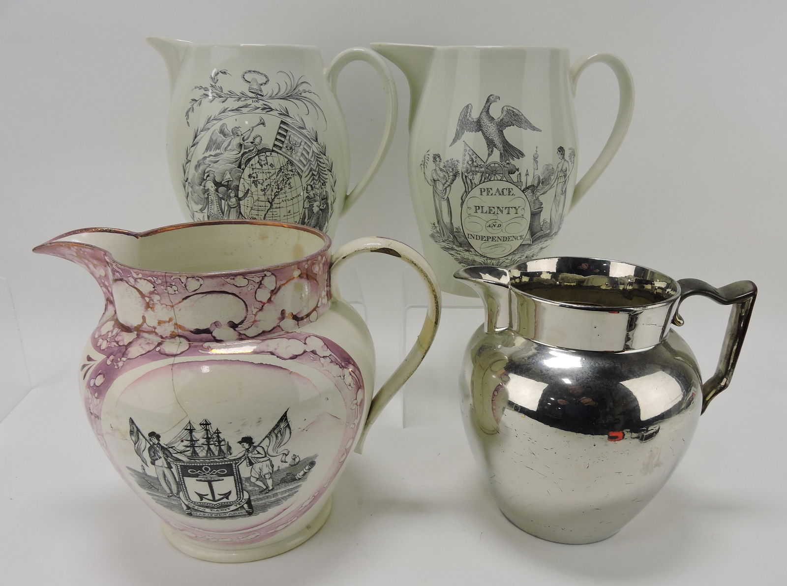 Lot of 4 pitchers: pink luster 'Sailor's (1 of 1)