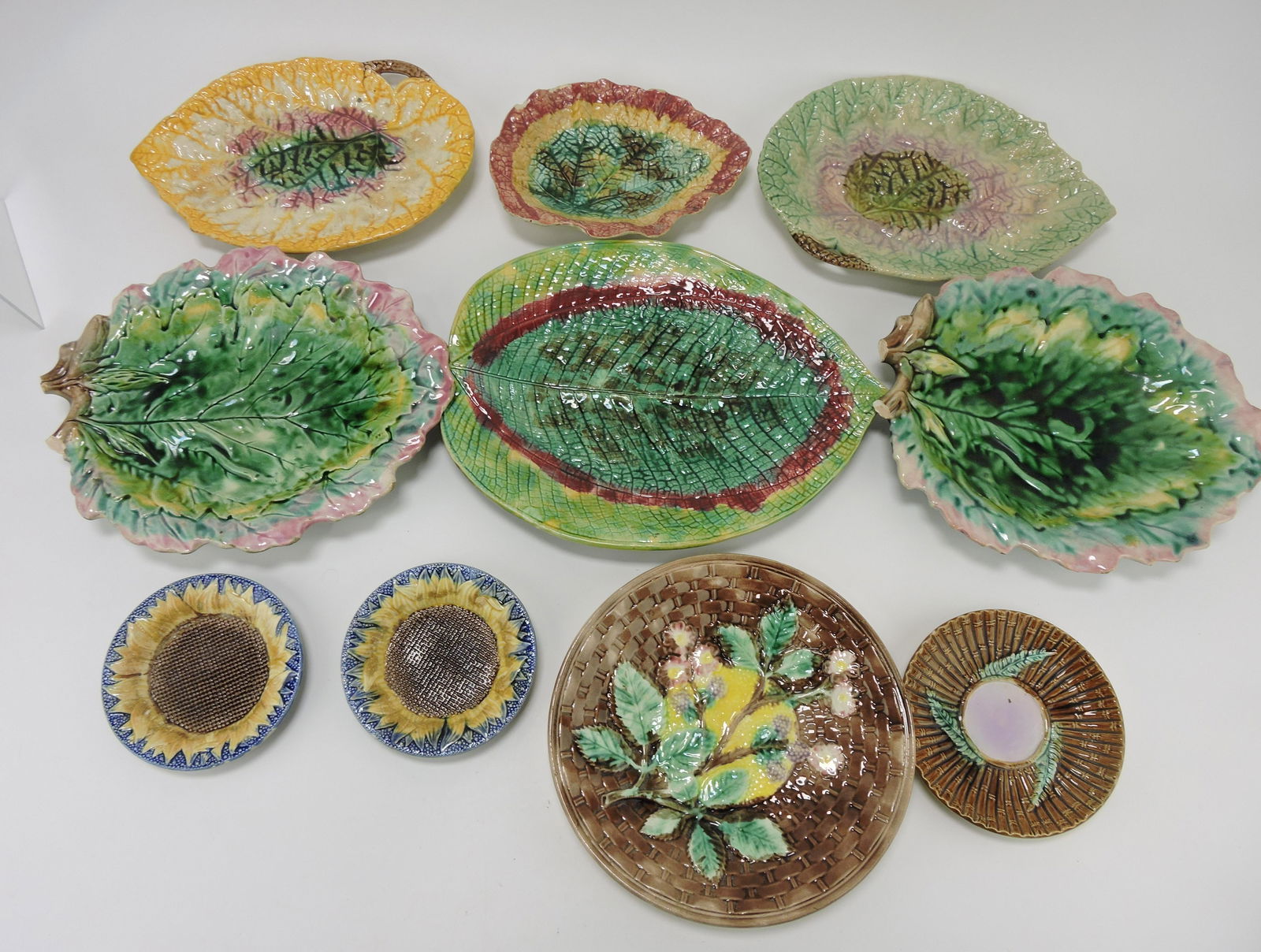 Majolica lot of 10 plates, trays, and (1 of 1)