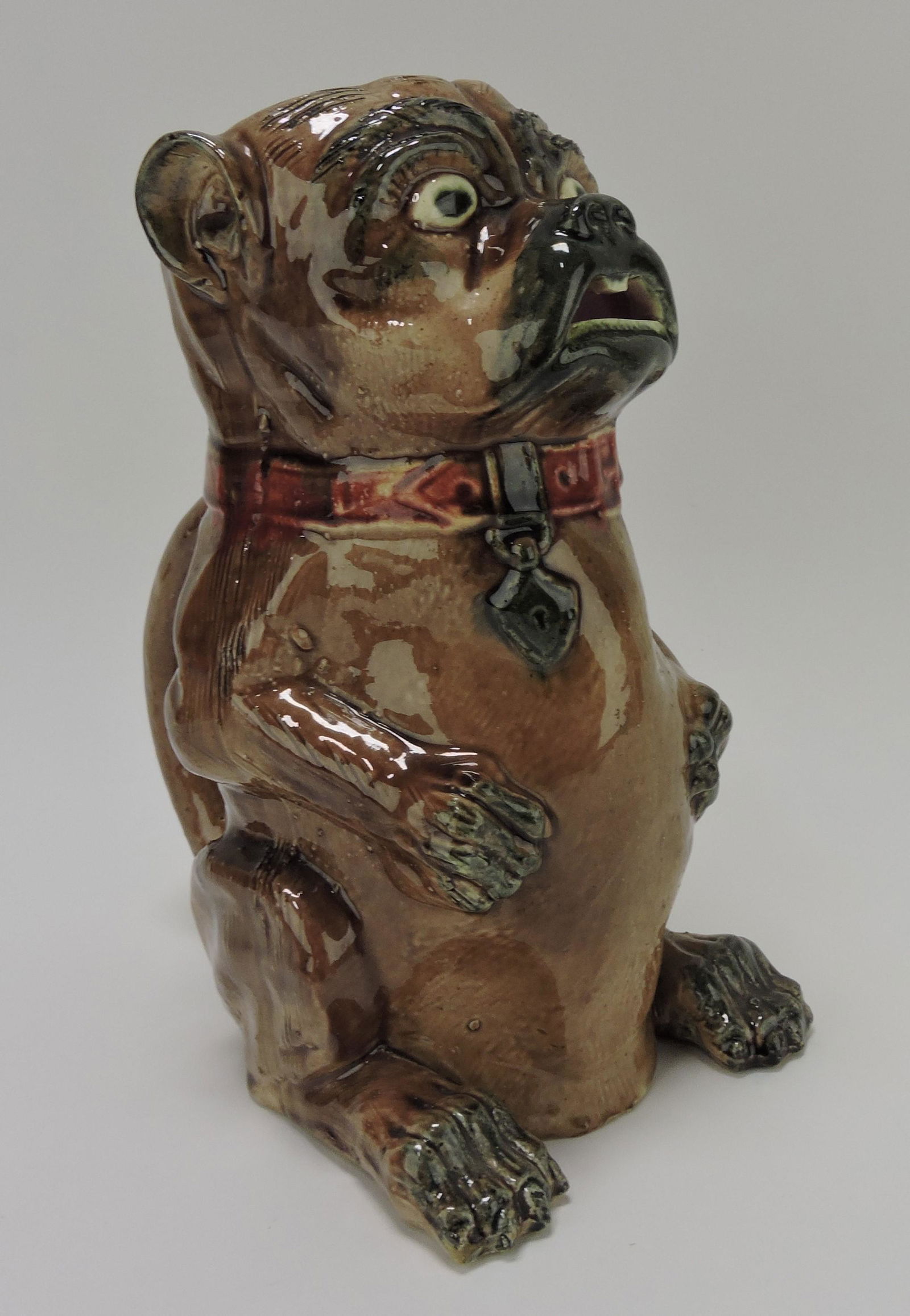 Majolica pug dog pitcher, 9 1/2" (1 of 1)