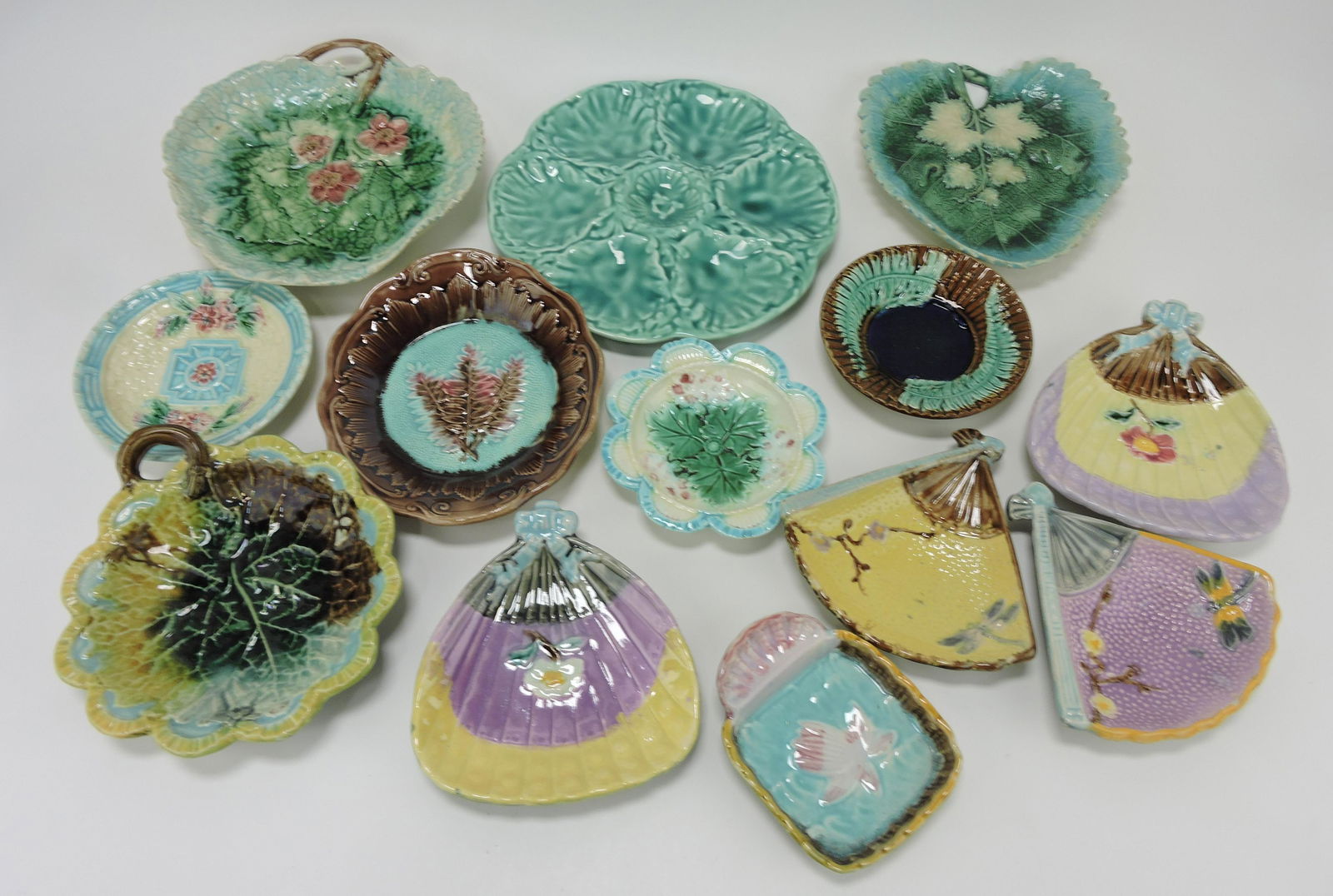Majolica lot of 13 assorted plates and (1 of 1)