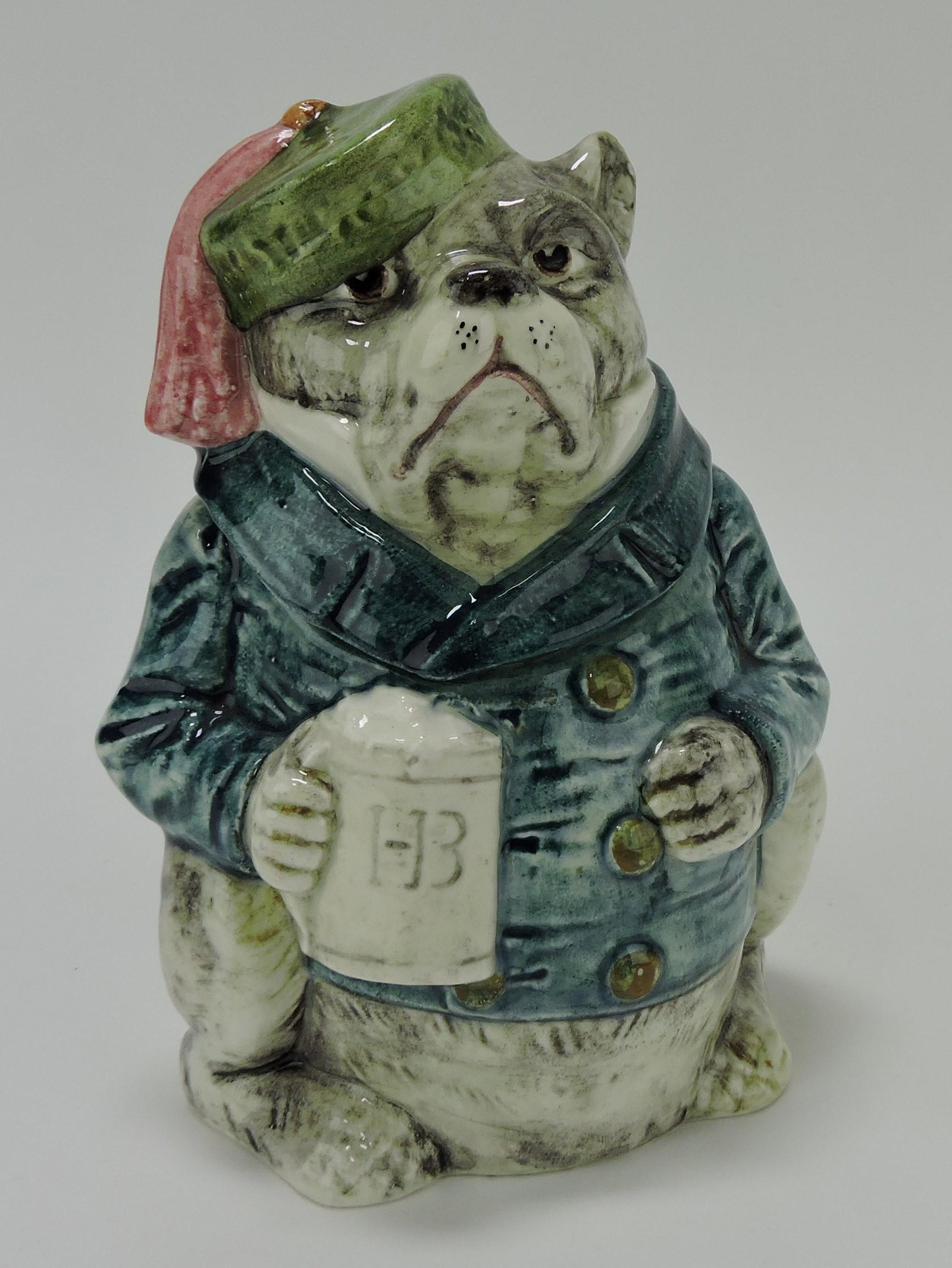 Majolica bulldog figural humidor, 6 1/2": .