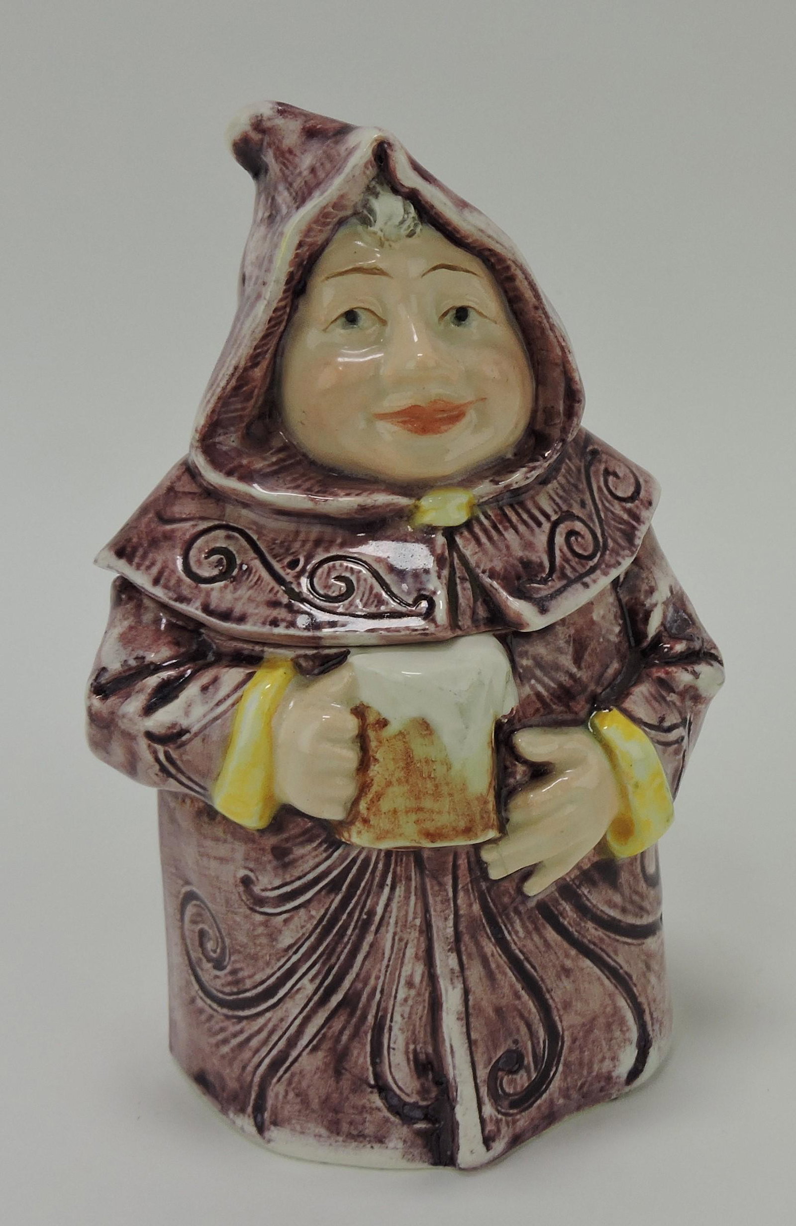 Majolica monk figural humidor, 6", (1 of 1)