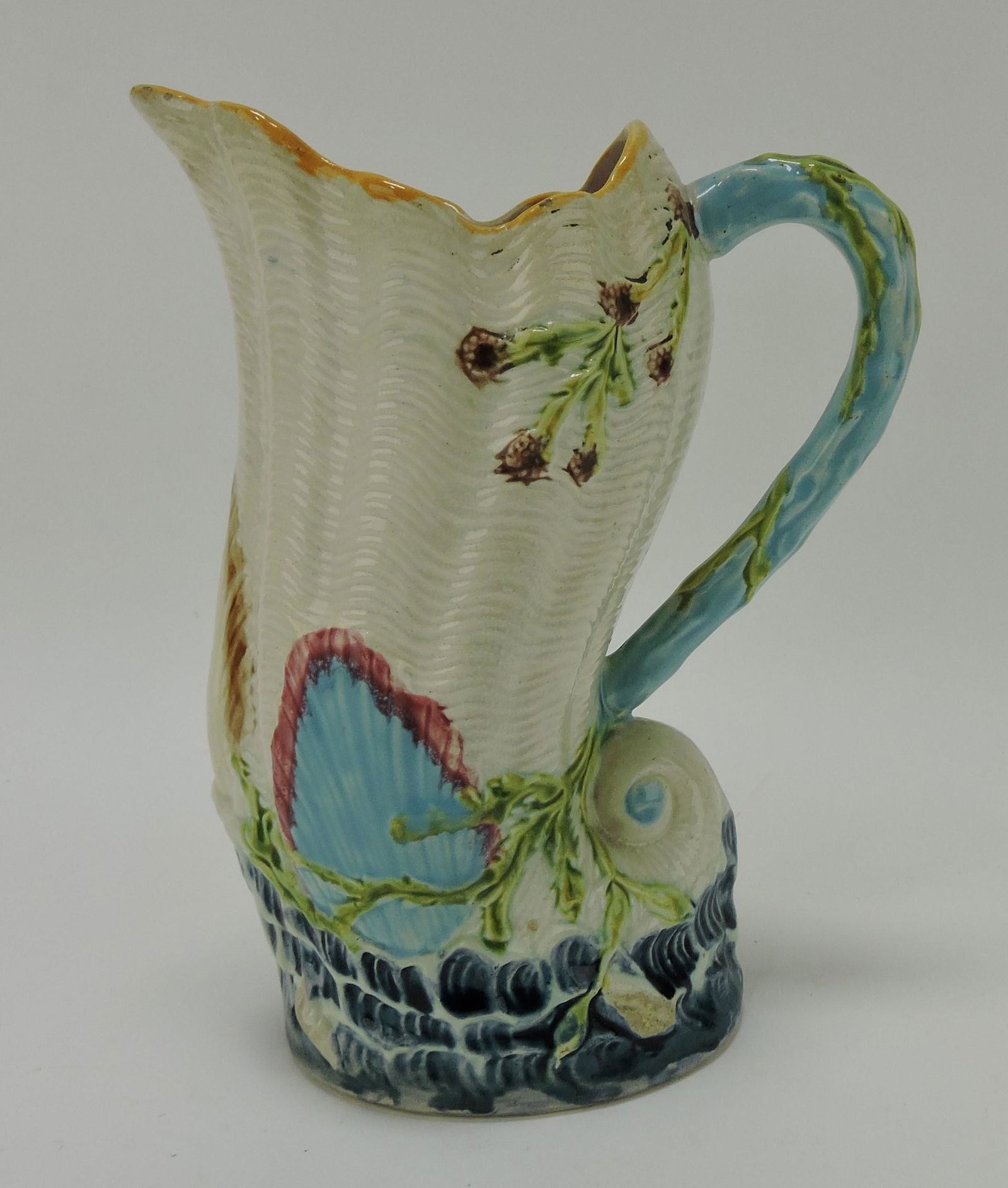 Fielding majolica figural shell pitcher, (1 of 1)