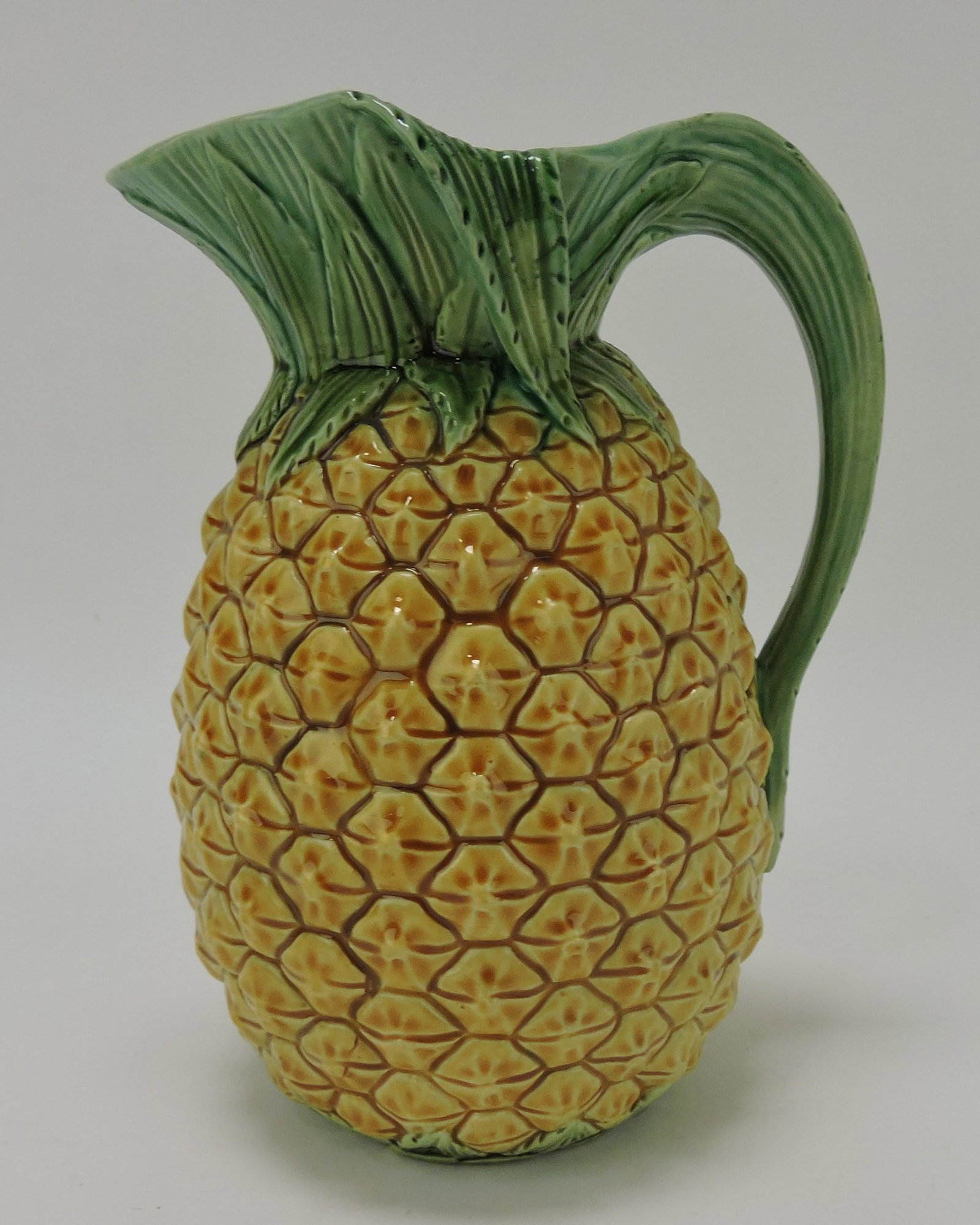 Minton majolica pineapple jug, shape: no. 538, 7 1/2"; REF: Majolica Mania by Weber, Vol 1, p. 231