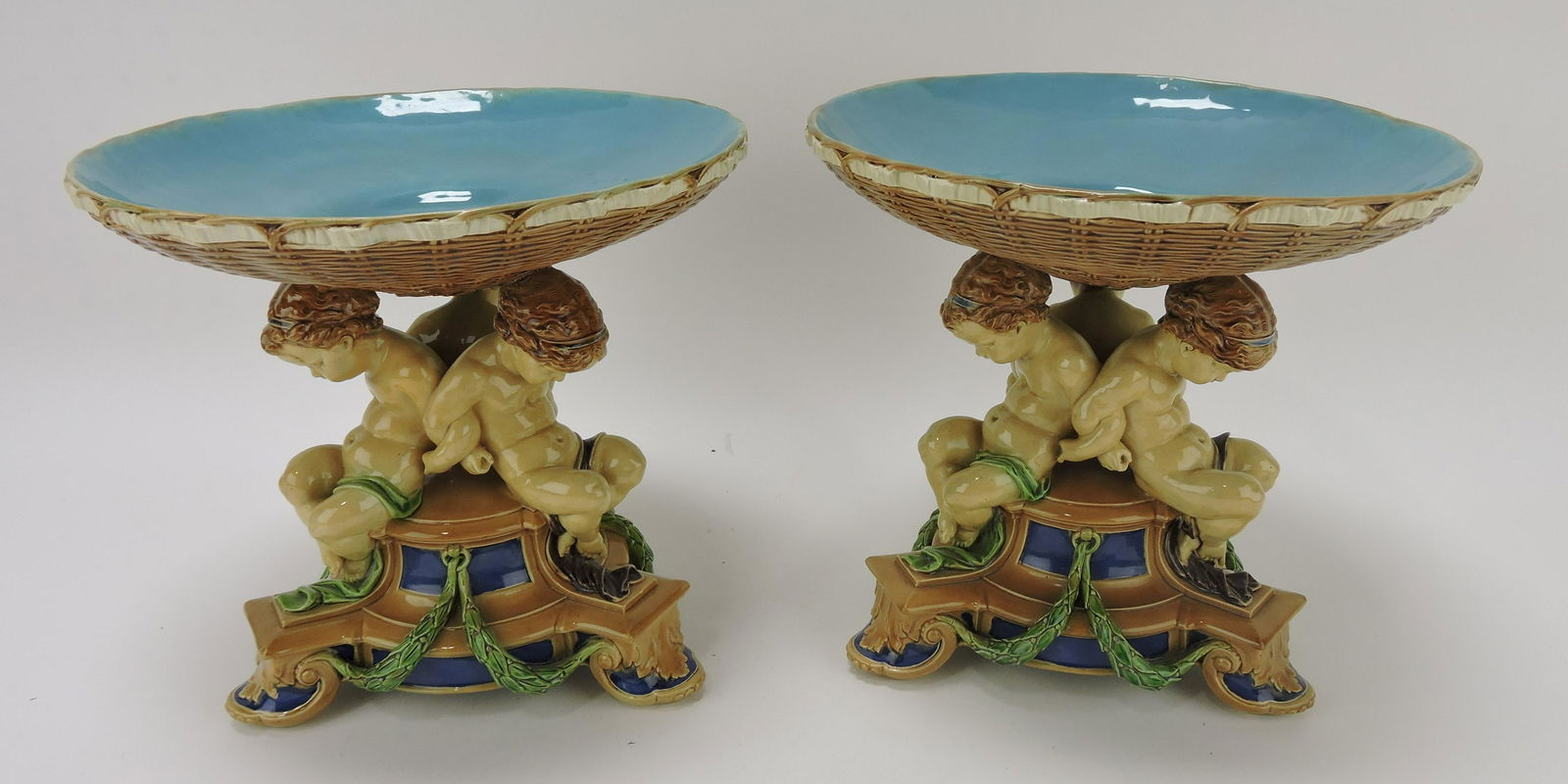 Brownfield majolica pair of comports (1 of 5)