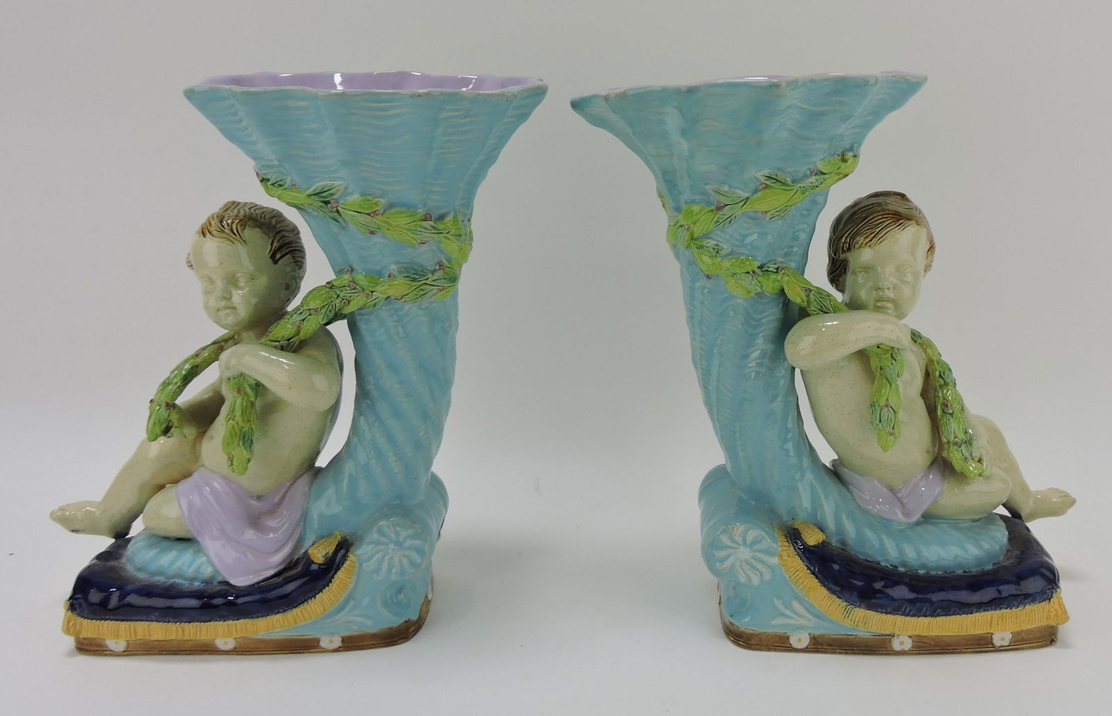 Holdcroft (attributed) majolica pair of (1 of 4)