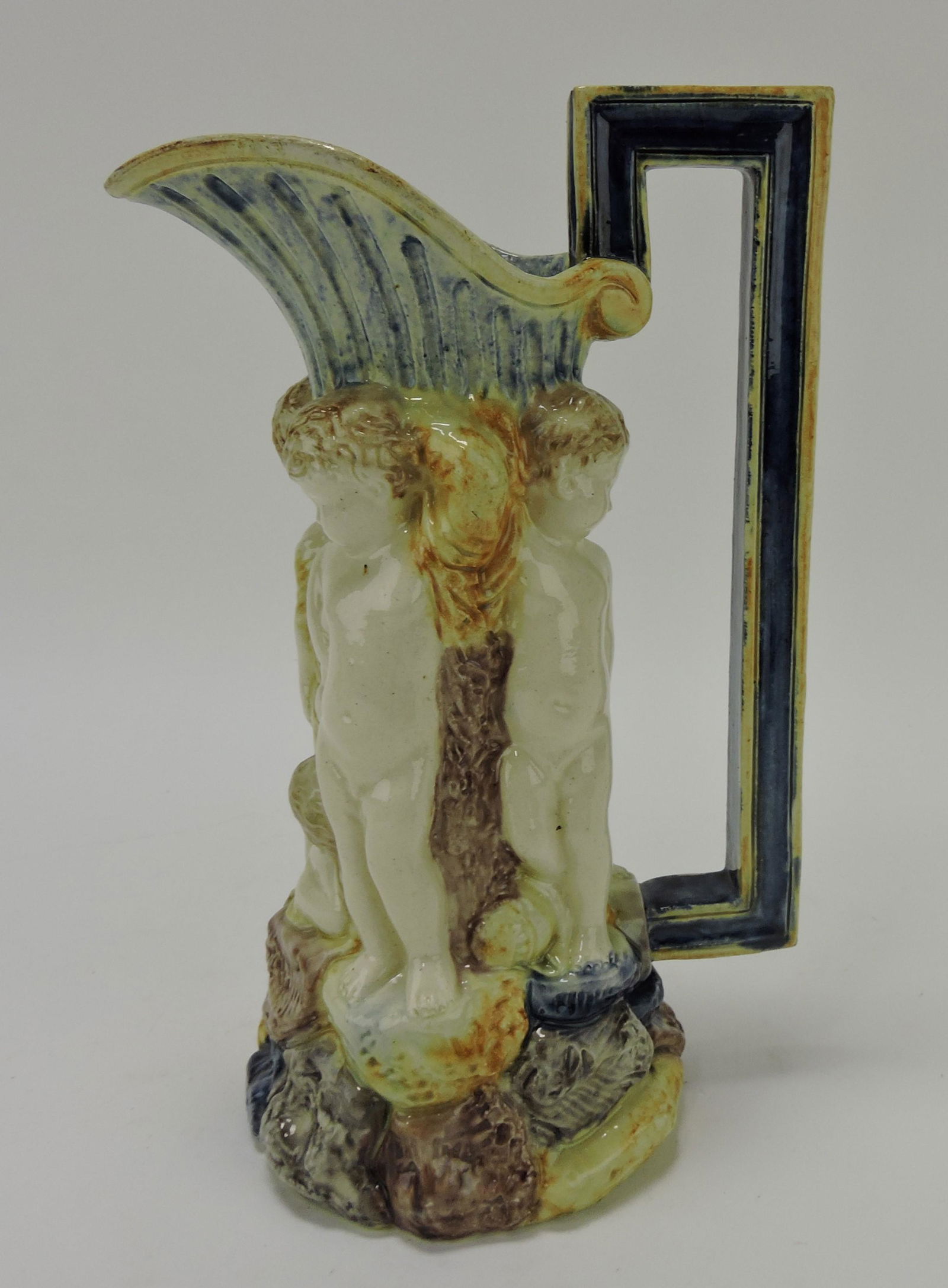 French Palissy ewer with puttis on (1 of 3)