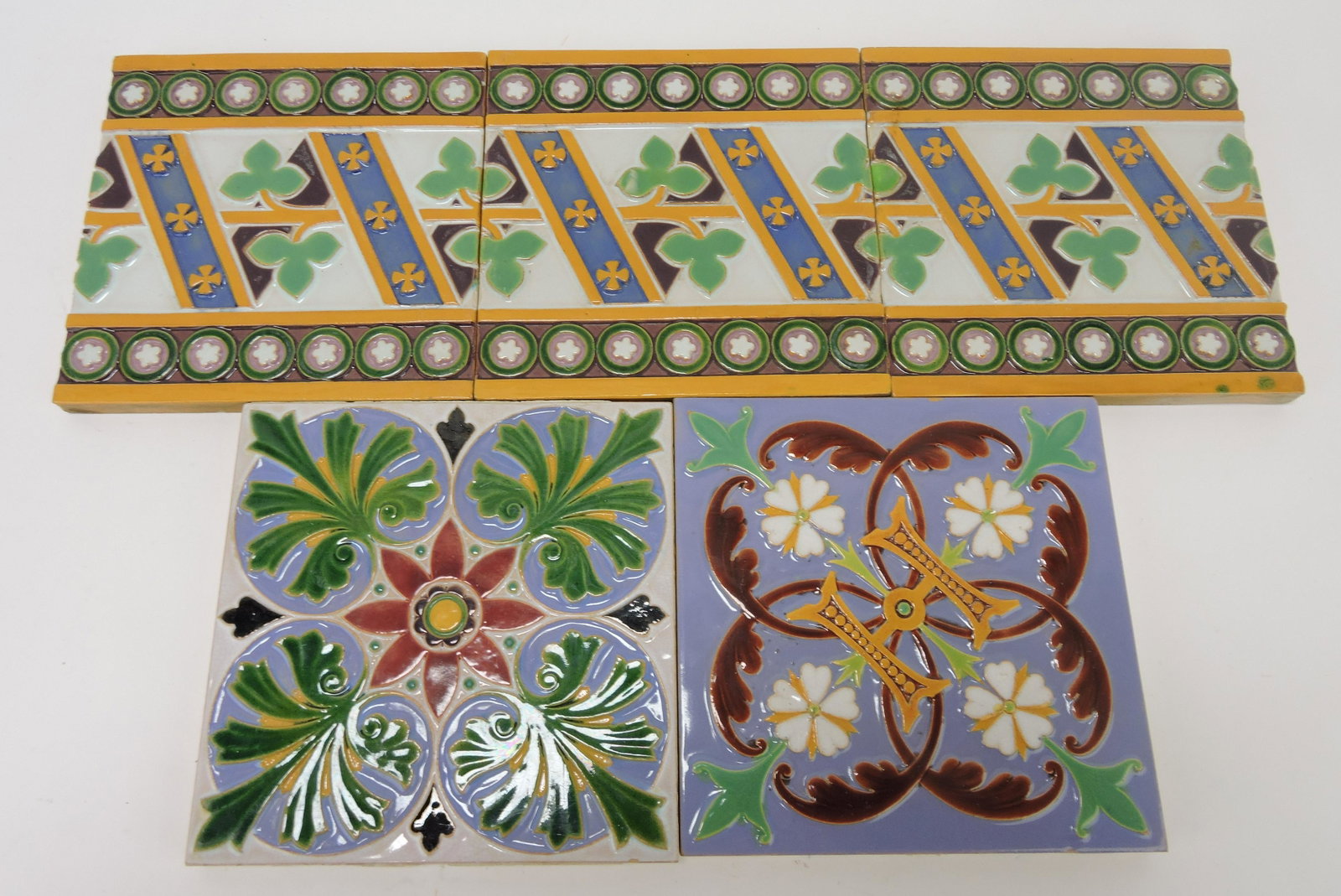 Minton majolica lot of 5 - 6" tiles: .