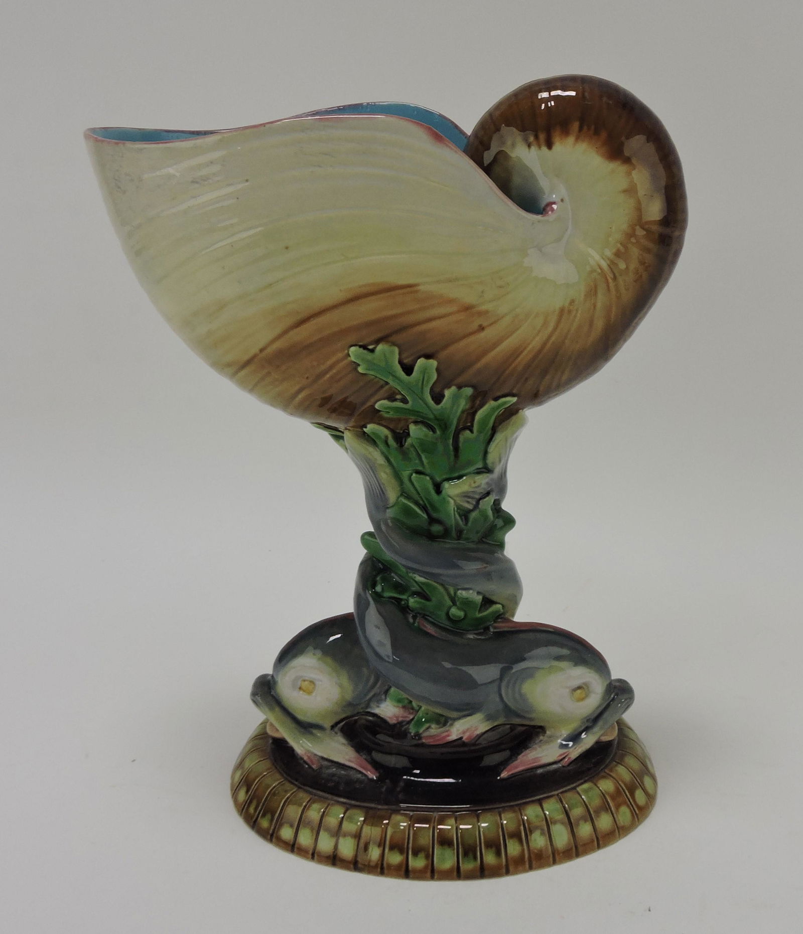 Minton majolica twin dolphin and (1 of 3)