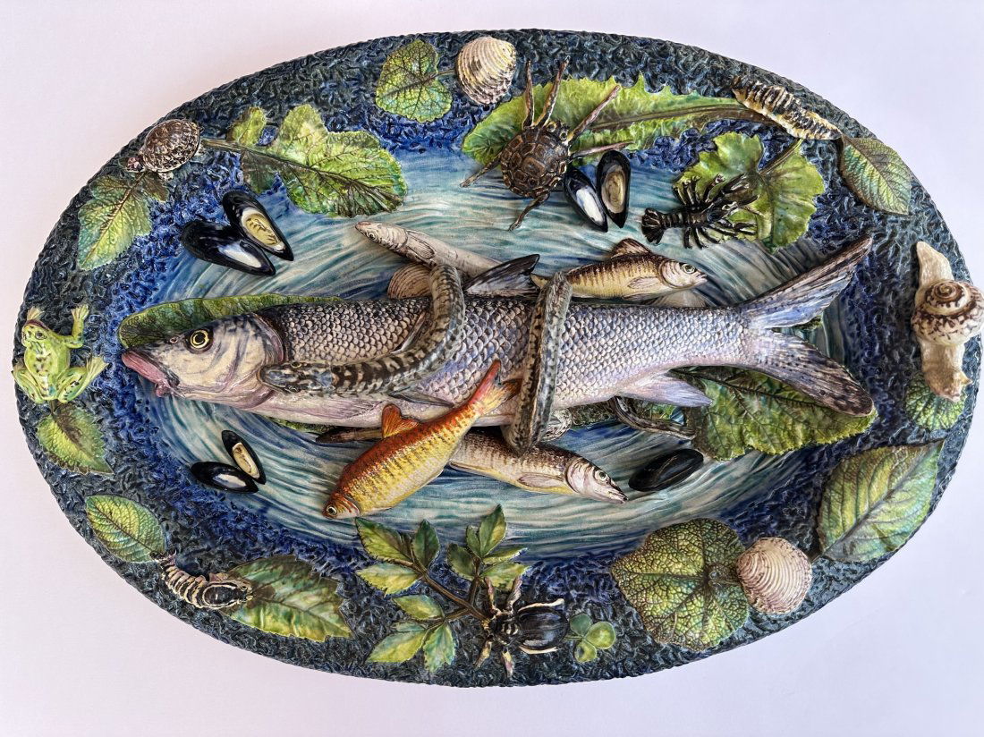 Large 19th C. French Palissy Ware Platter (1 of 6)