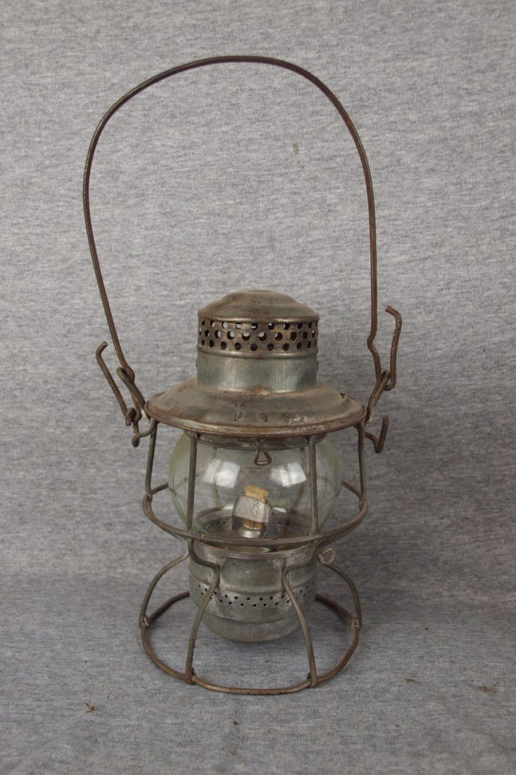 Adams & Westlake railroad lantern embossed with PR: Adams & Westlake railroad lantern embossed with PRR logo and clear globe etched with PRR logo