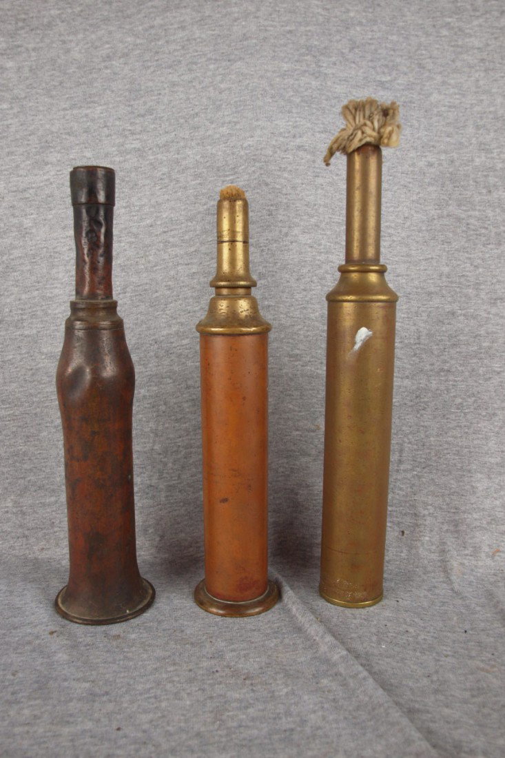 Lot of 3 early brass railroad flares, 13" ave. : Lot of 3 early brass railroad flares, 13" ave.