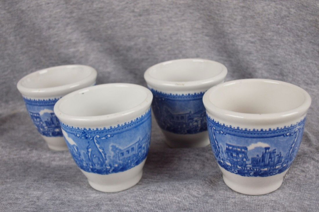 B&ORR railroad china set of 4 egg cups, Shenano Ch: B&ORR railroad china set of 4 egg cups, Shenano China