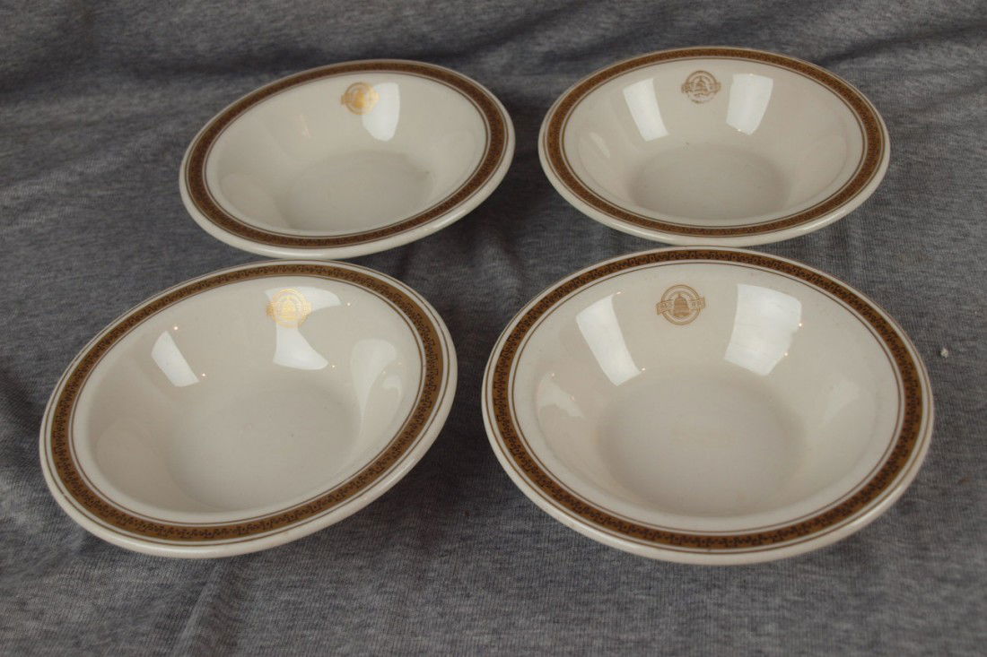 B&ORR Capitol railroad china set of 4-6 1/2" cerea: B&ORR Capitol railroad china set of 4-6 1/2" cereal bowls, Warwick, wear to one