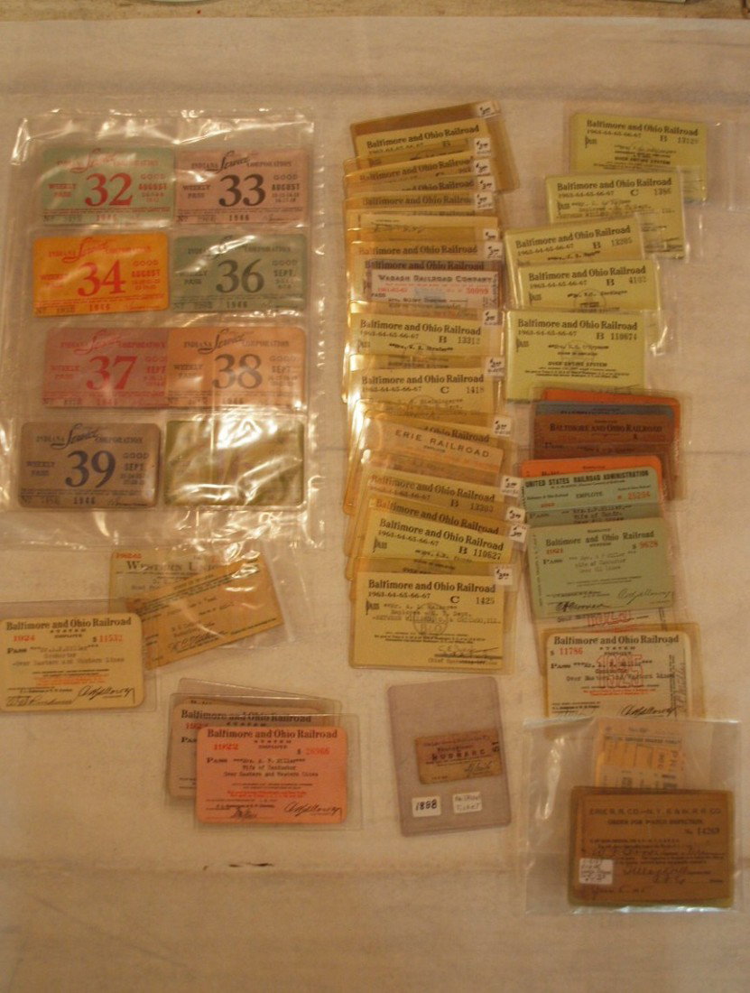 Lot of railroad passes, 1917-60's and 1888 passeng: Lot of railroad passes, 1917-60's and 1888 passenger ticket from Youngstown to Hubbard