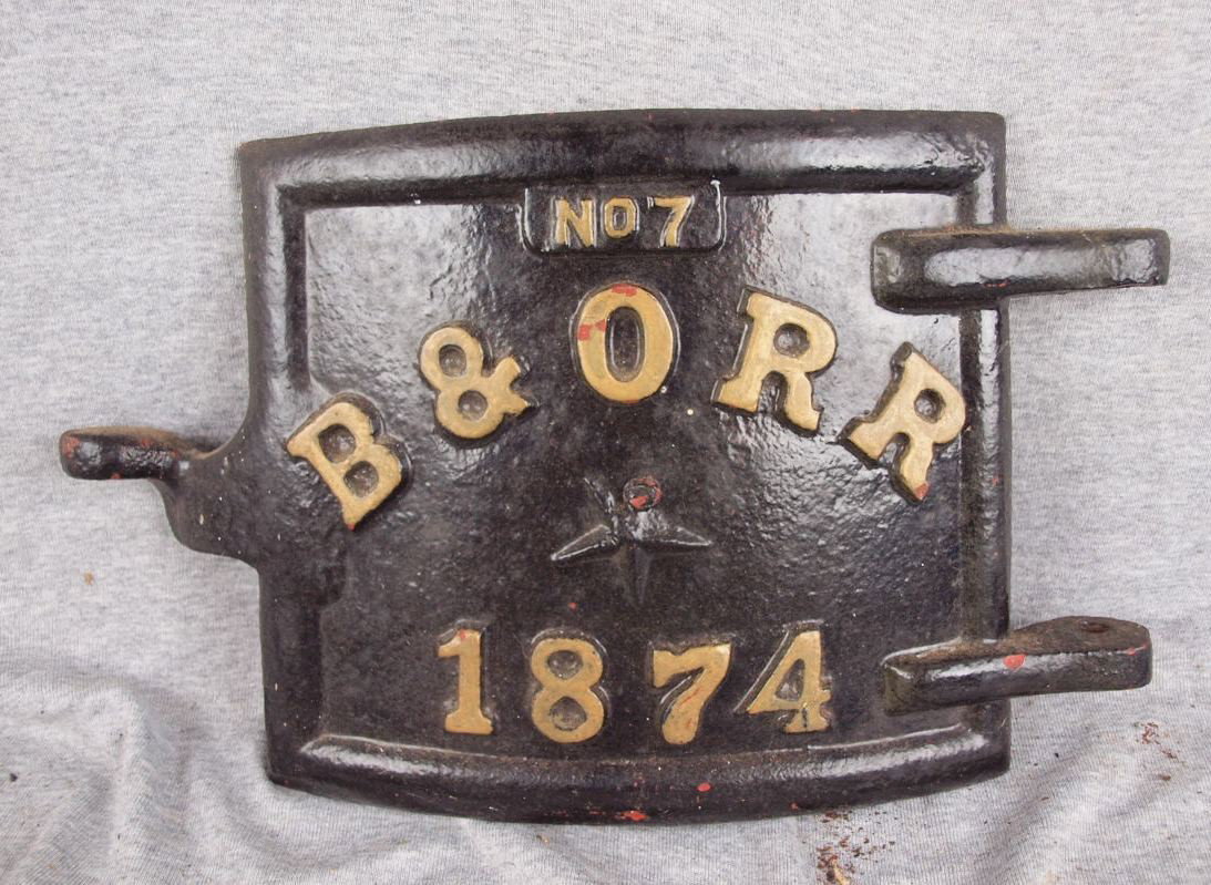 Cast iron B&ORR No. 7 1874 door, 16"w, 9 1/2"h : Cast iron B&ORR No. 7 1874 door, 16"w, 9 1/2"h