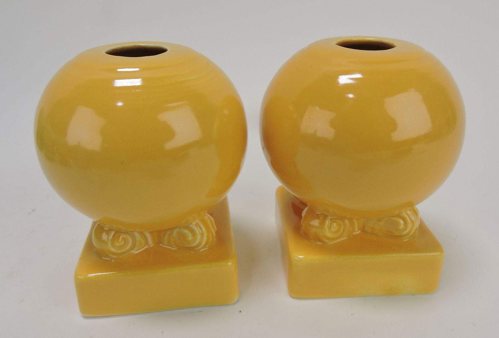 Fiesta bulb candle holder, pair,: yellow
