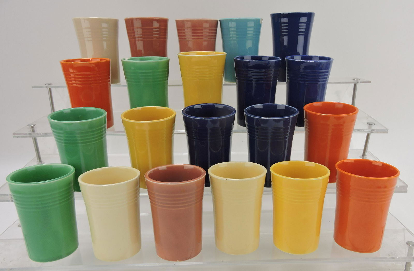 Fiesta juice tumbler group, 21 mixed,: various condition