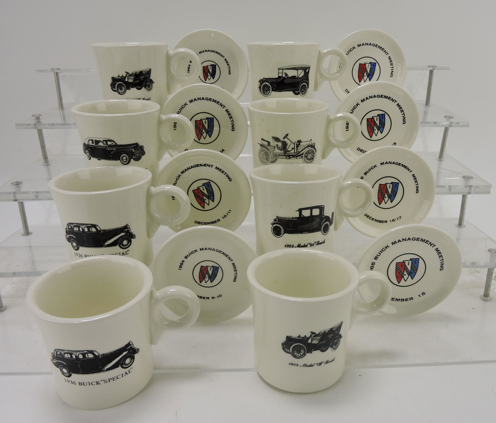 Fiesta Buick mug & coaster lot of 8: .