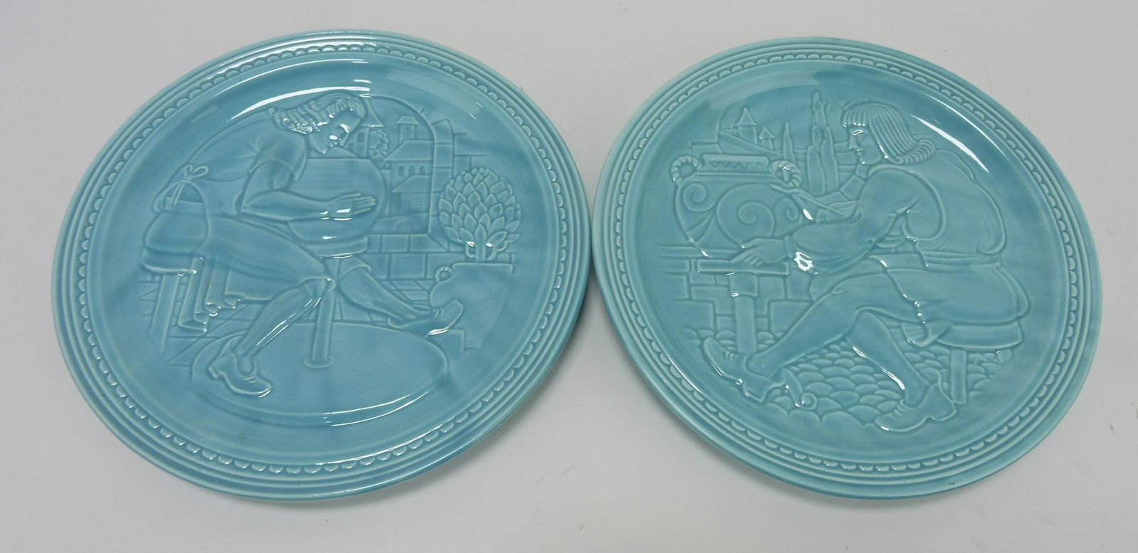 Fiesta World's Fair pair of potter: plates, turquoise