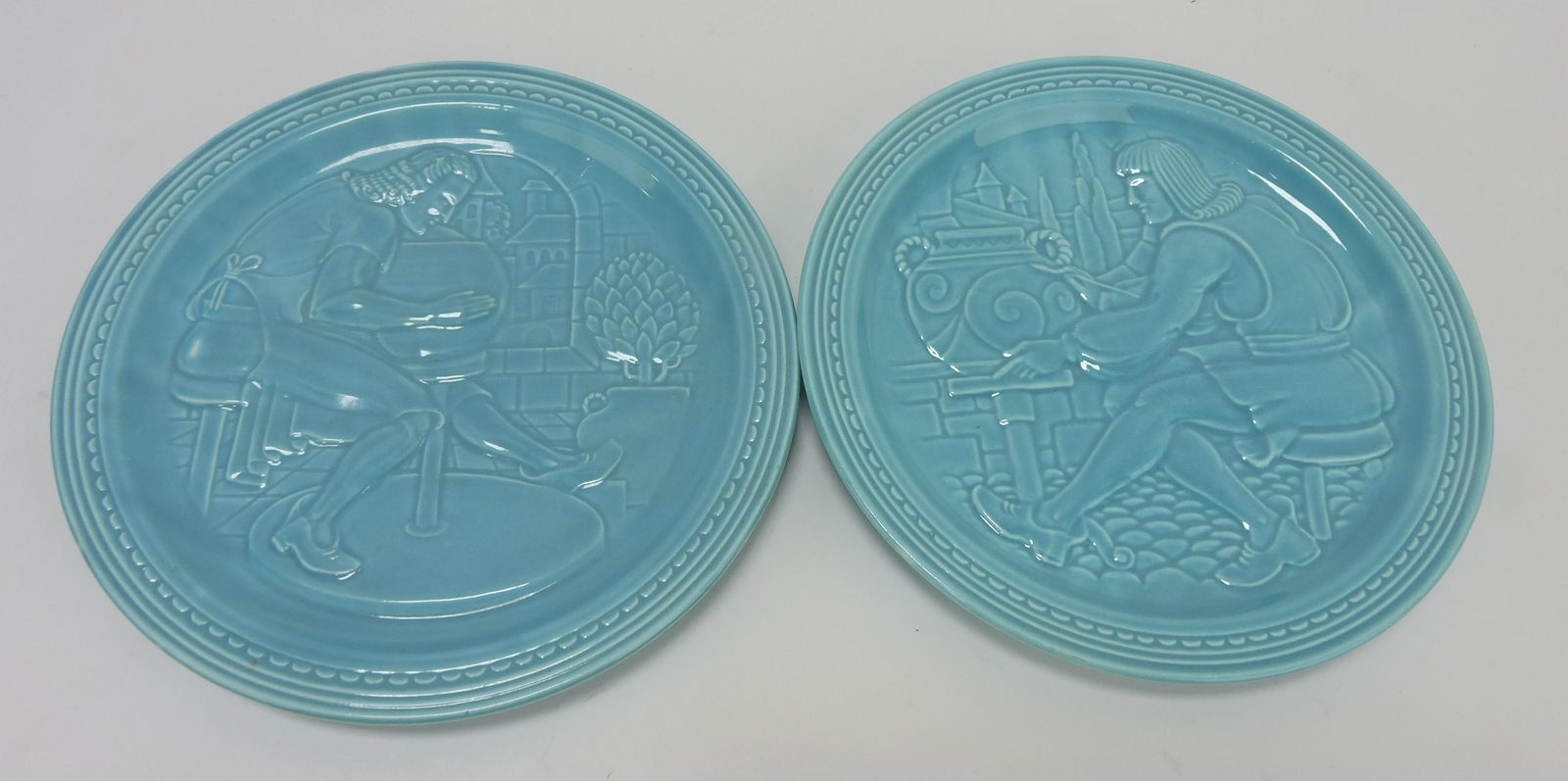 Fiesta World's Fair pair of potter: plates, turquoise