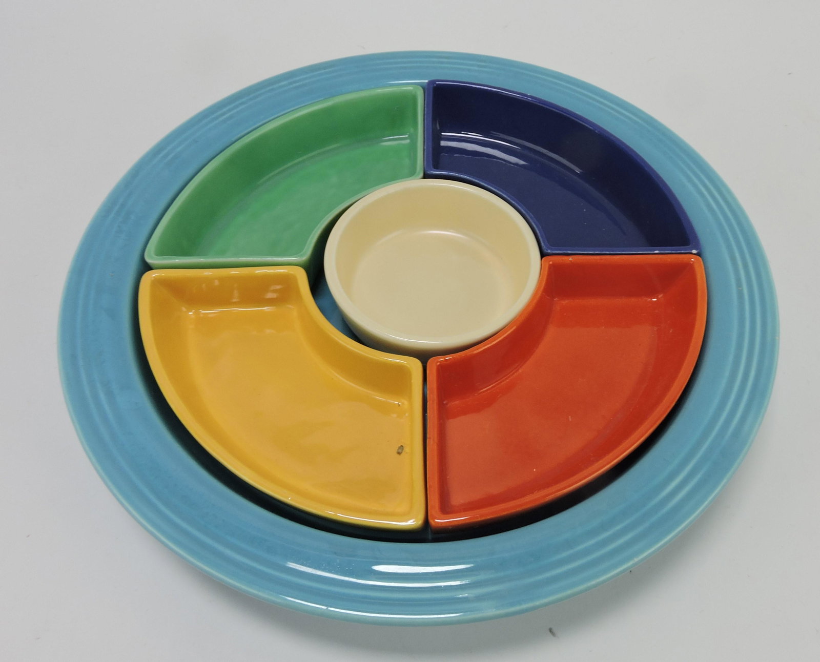 Fiesta relish tray, all 6 colors, nick to: cobalt insert