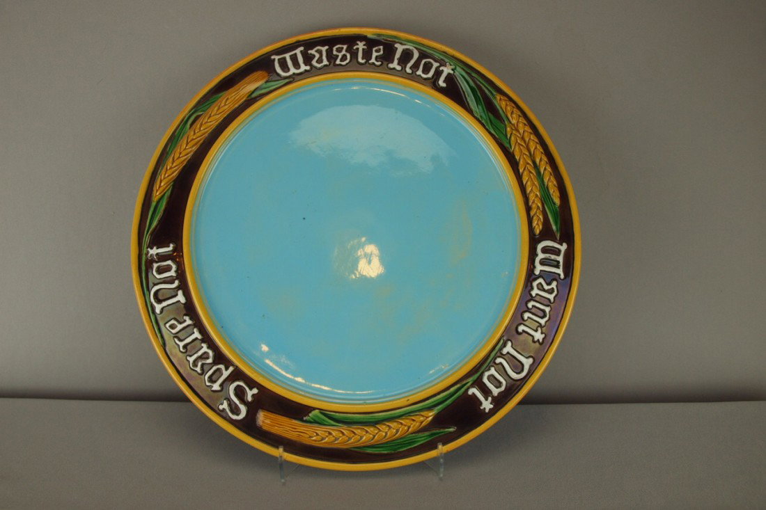 MINTON "Waste Not, Want Not Spare Not" round tray,: MINTON "Waste Not, Want Not Spare Not" round tray, 14"