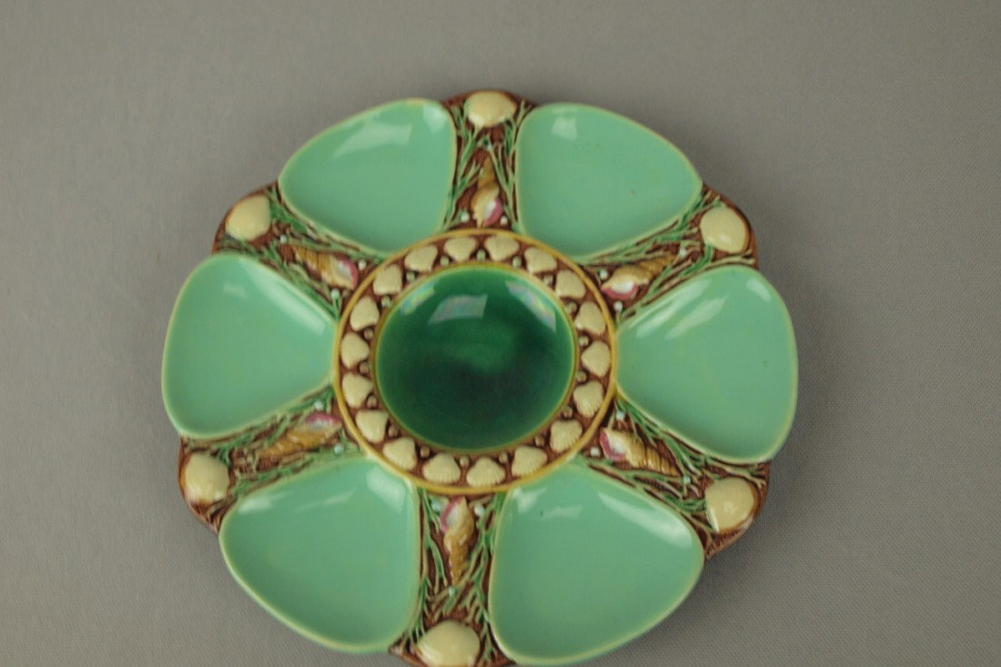 MINTON seamist green 6 well oyster plate, shape no: MINTON seamist green 6 well oyster plate, shape no. 1323, 9 1/4"
