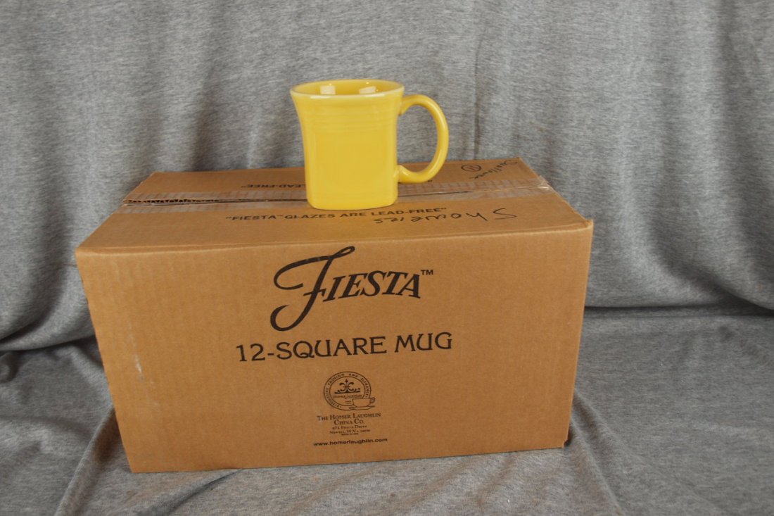 Fiesta Post 86 Sunflower case of 11 square mugs: Fiesta Post 86 Sunflower case of 11 square mugs