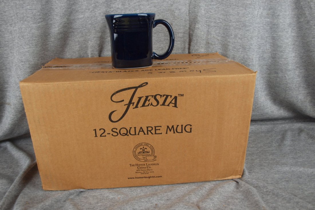 Fiesta Post 86 Cobalt case of 11 square mugs: Fiesta Post 86 Cobalt case of 11 square mugs