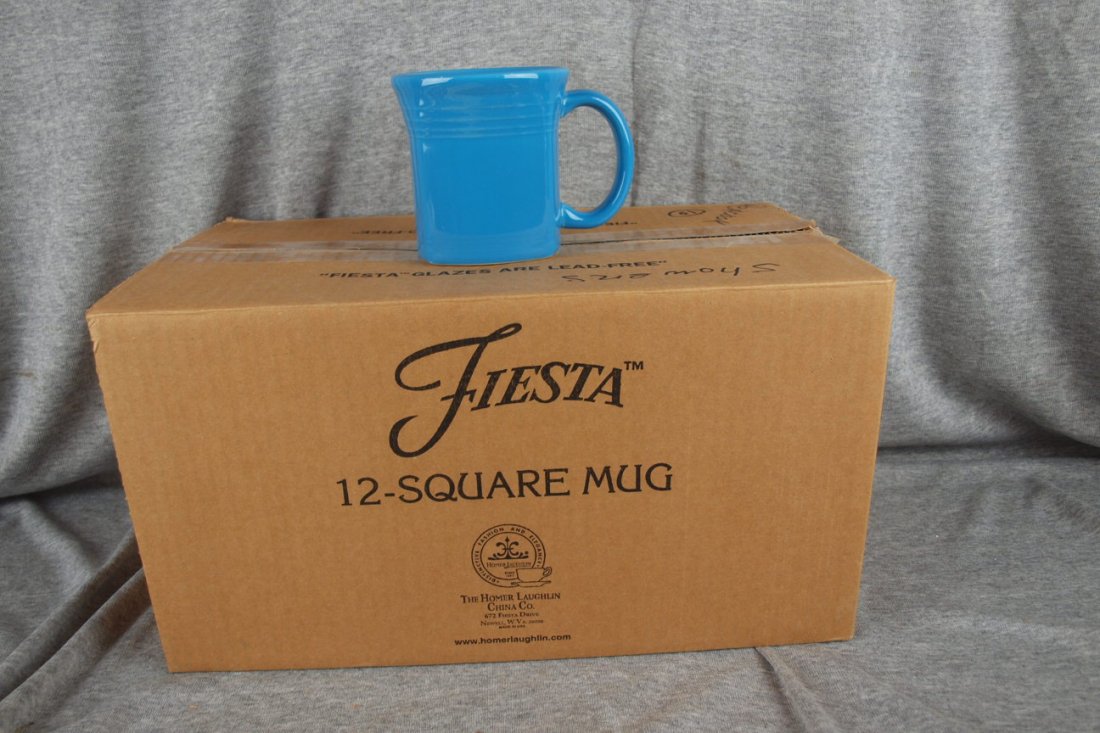 Fiesta Post 86 Peacock case of 10 square mugs: Fiesta Post 86 Peacock case of 10 square mugs