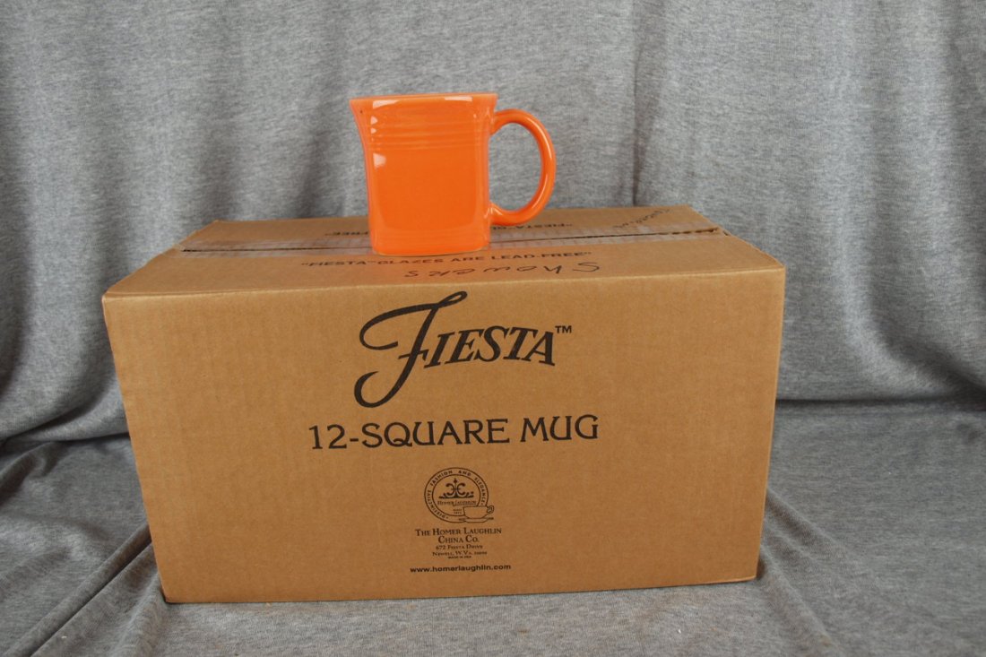 Fiesta Post 86 Tangerine case of 12 square mugs: Fiesta Post 86 Tangerine case of 12 square mugs