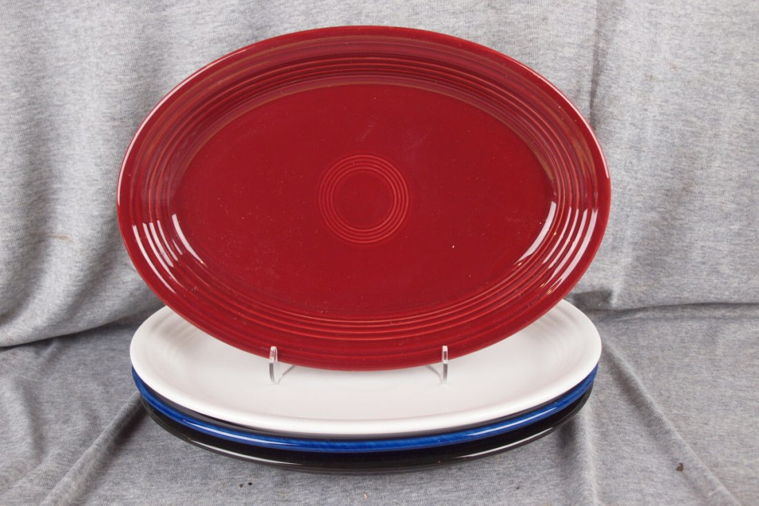 Fiesta Post 86 platter group - Cinnabar, White, Cob: Fiesta Post 86 platter group - Cinnabar, White, Cobalt & Black