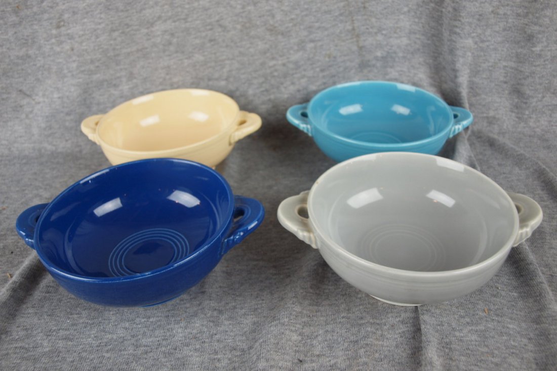 Fiesta cream soup group - cobalt, ivory, turquoise: Fiesta cream soup group - cobalt, ivory, turquoise & gray (nick)