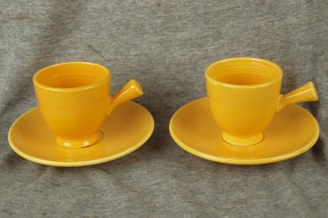Fiesta pair of yellow demitasse cups & saucers: Fiesta pair of yellow demitasse cups & saucers