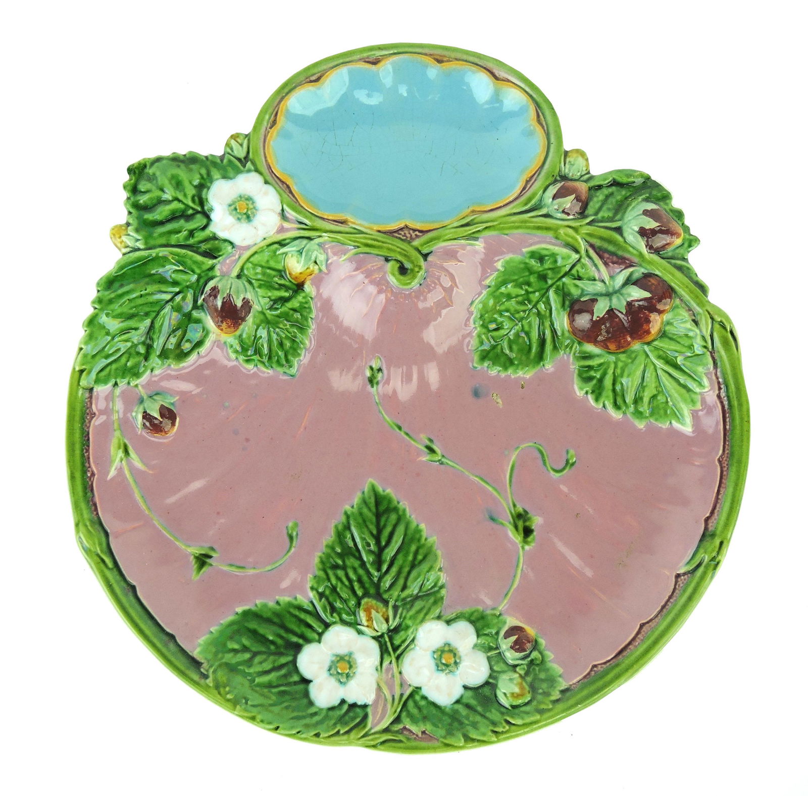 A Minton Majolica Strawberry Dish c.1875, (1 of 2)