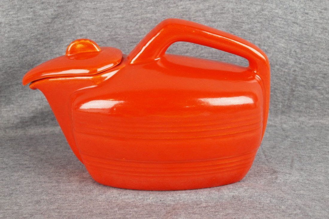 Bauer Pottery Monterey red covered refrigerator bev: Bauer Pottery Monterey red covered refrigerator beverage dispenser