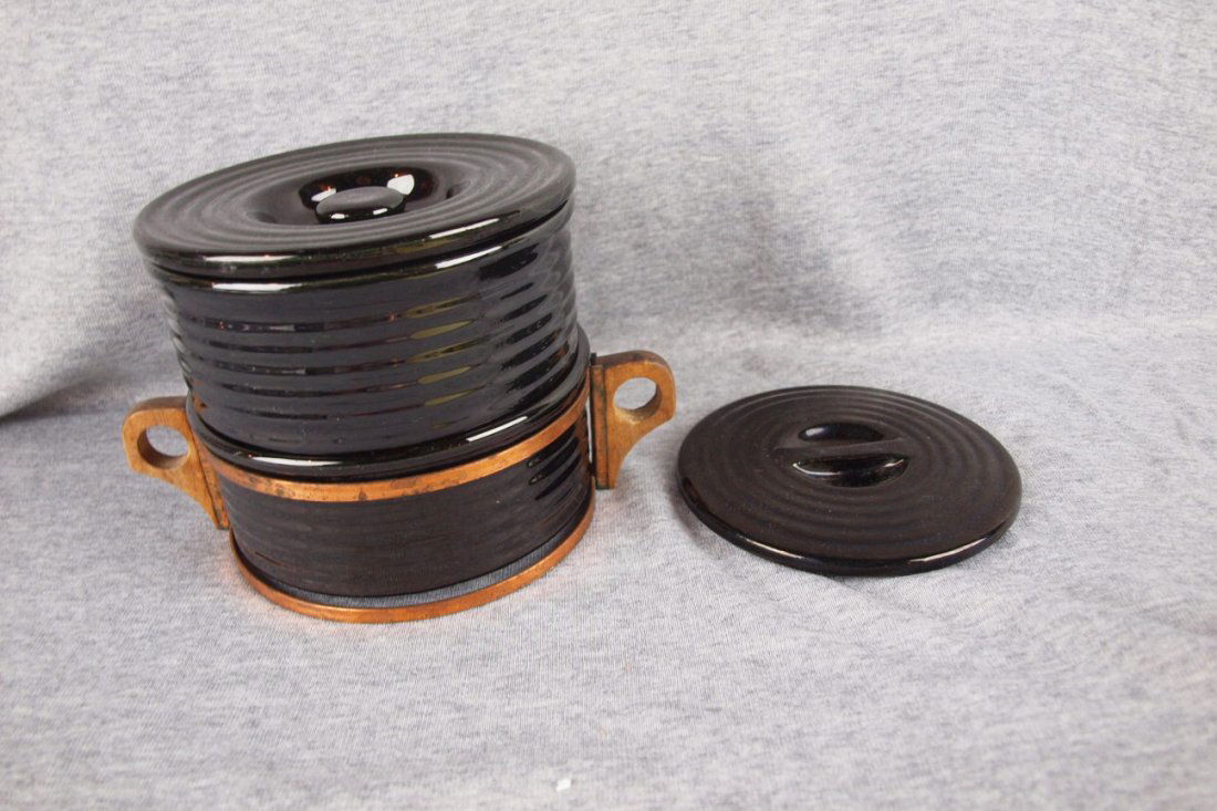 Bauer POttery Ringware stacking set, black with ex: Bauer POttery Ringware stacking set, black with extra lid